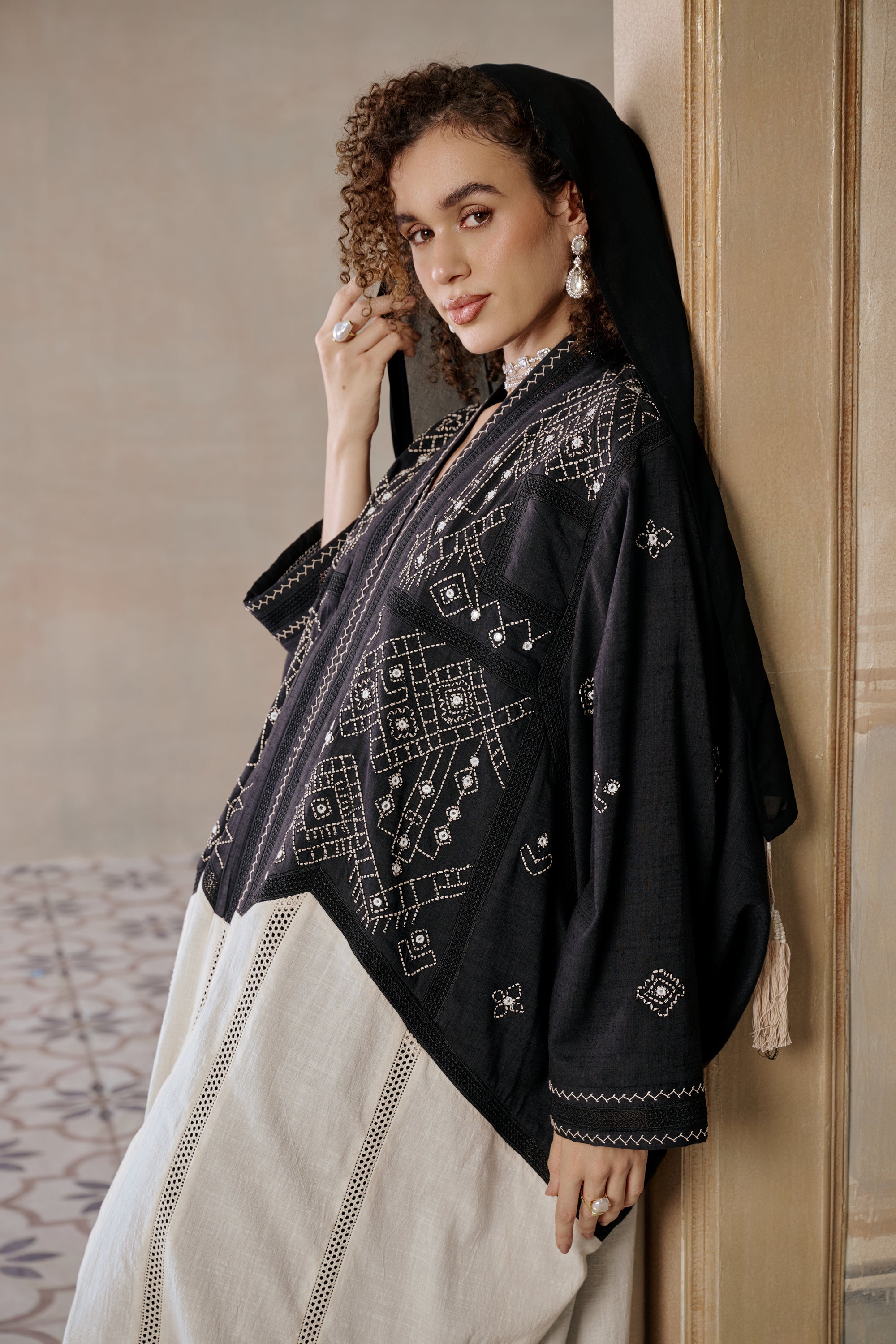 Nasima Embroidered Abaya with Embellishment