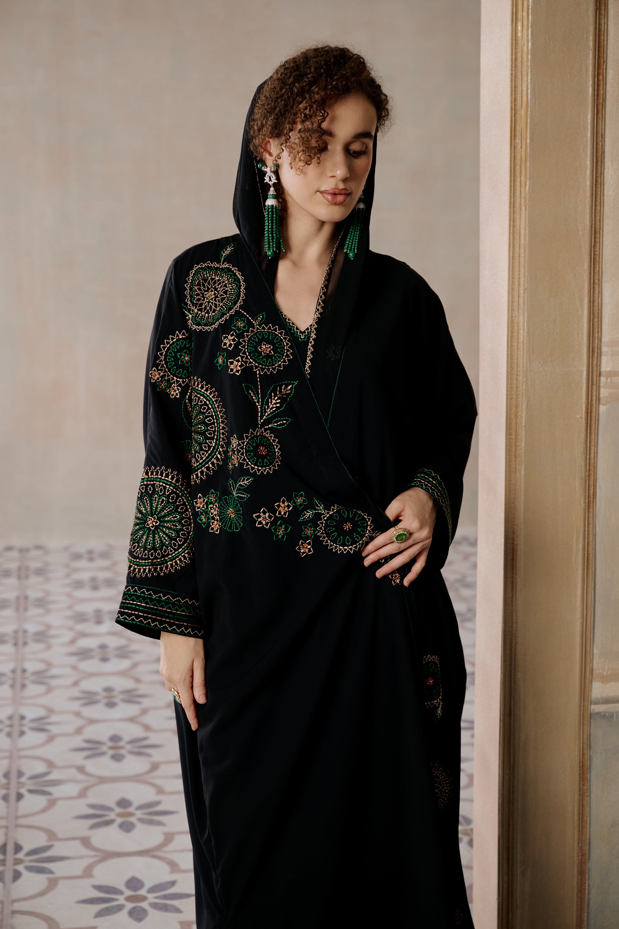 Ikram Embroidered Abaya with Embellishment