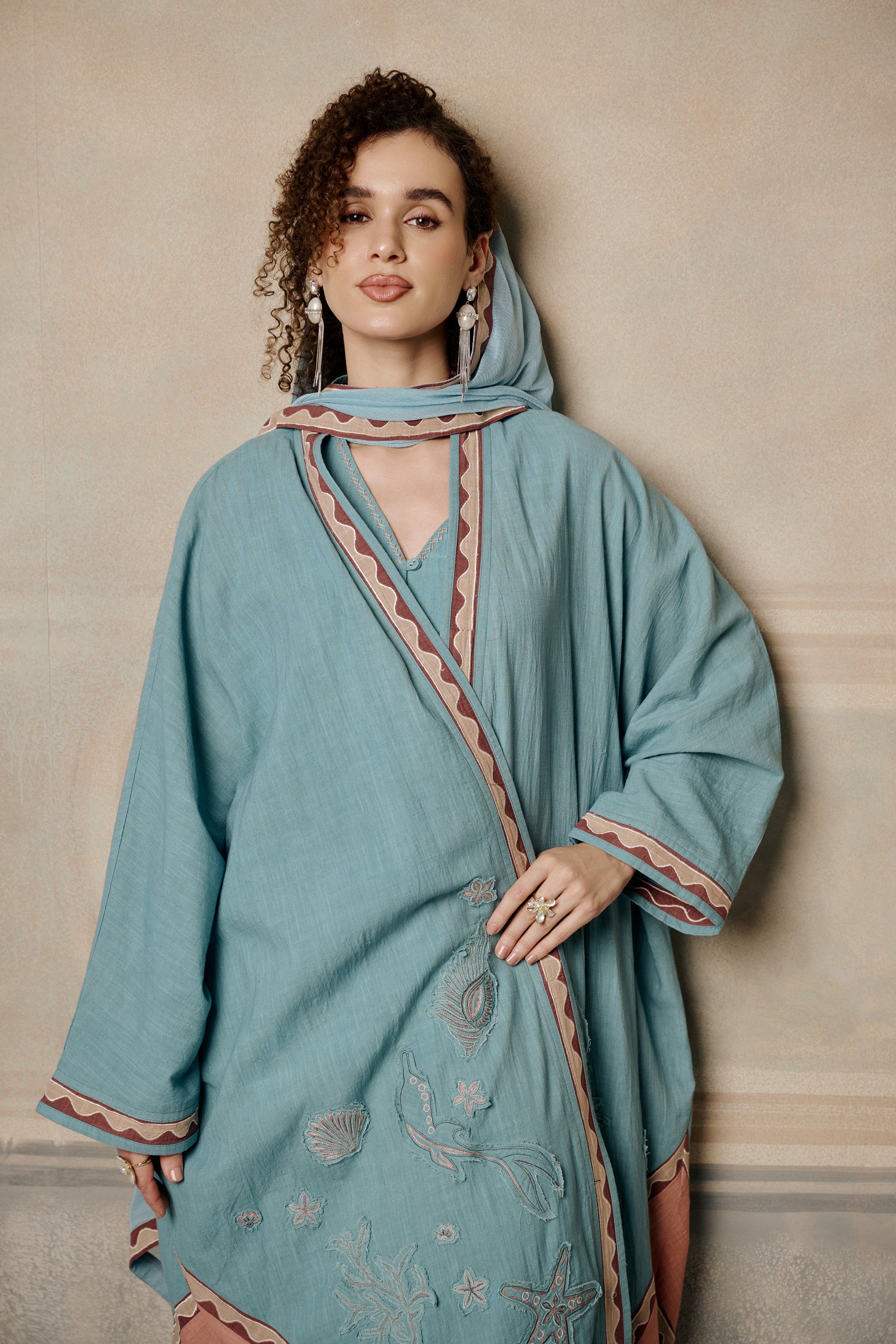 Maysan Embroidered Abaya with Patch Work