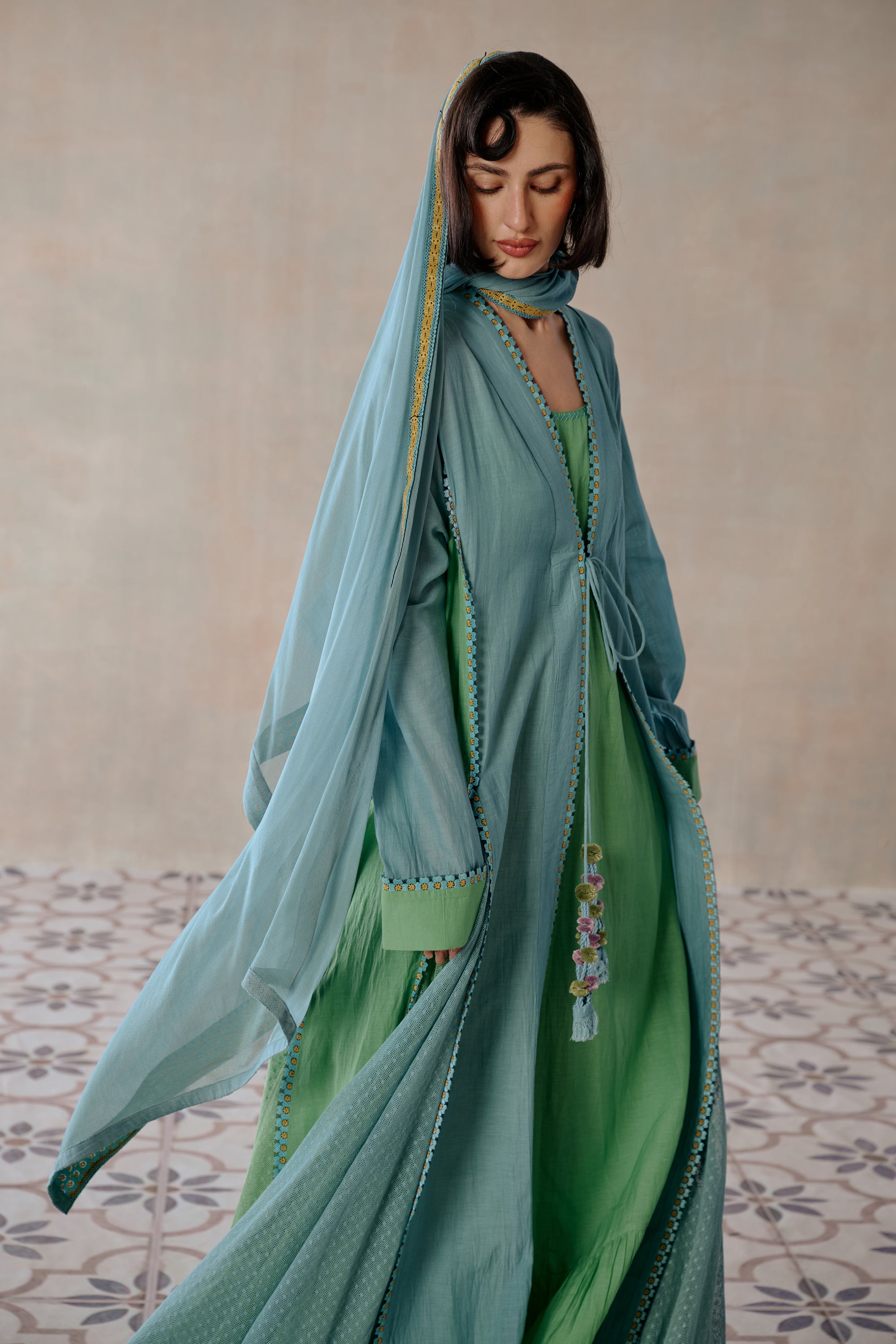 Anood Abaya with Lace Detailing