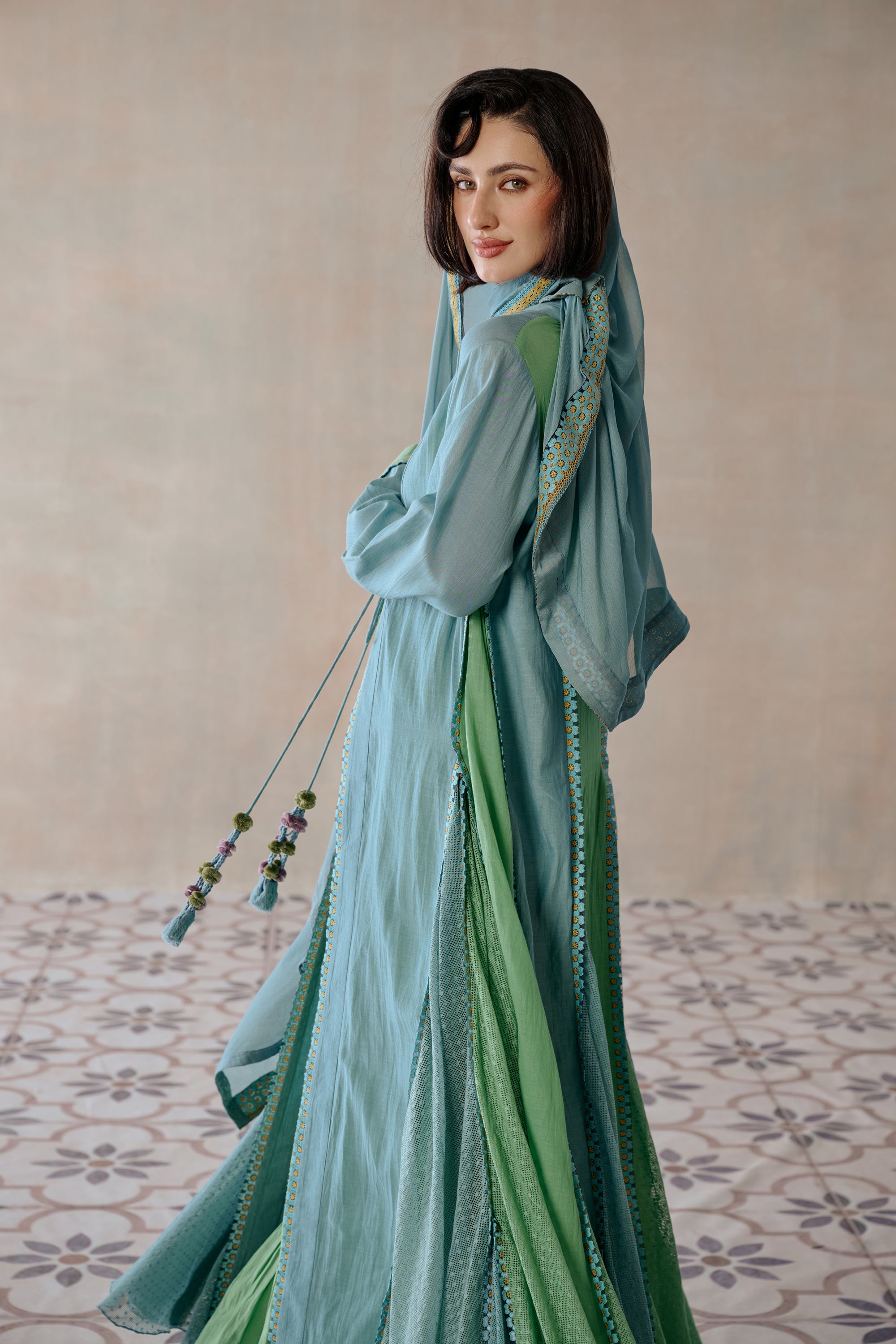 Anood Abaya with Lace Detailing