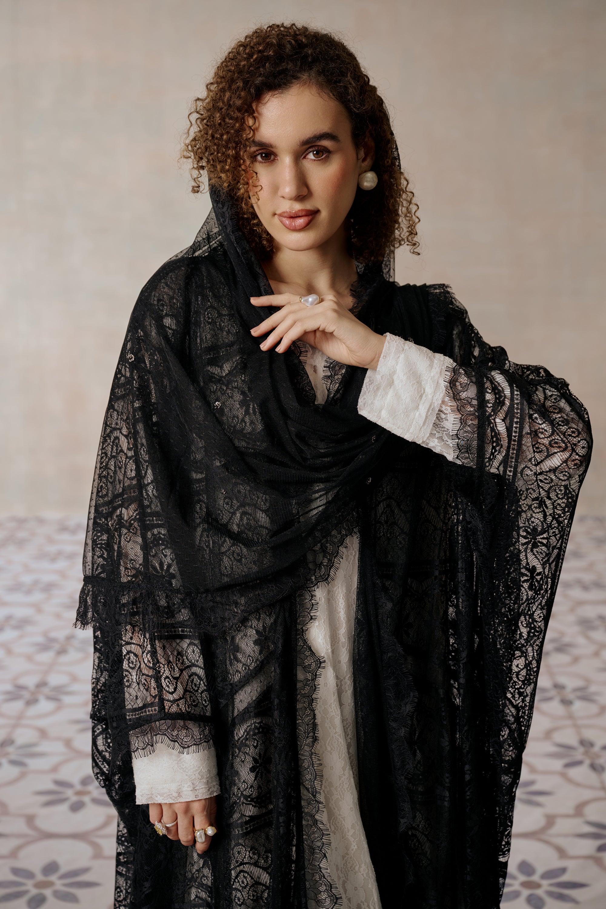 Asmaa Abaya with Lace Detailing