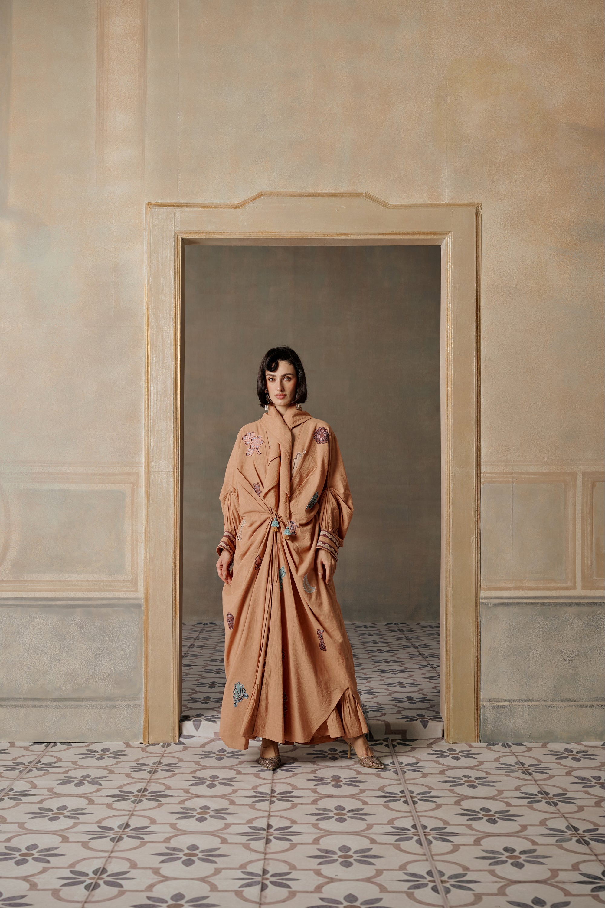 Nadwah Embroidered Abaya with Patchwork