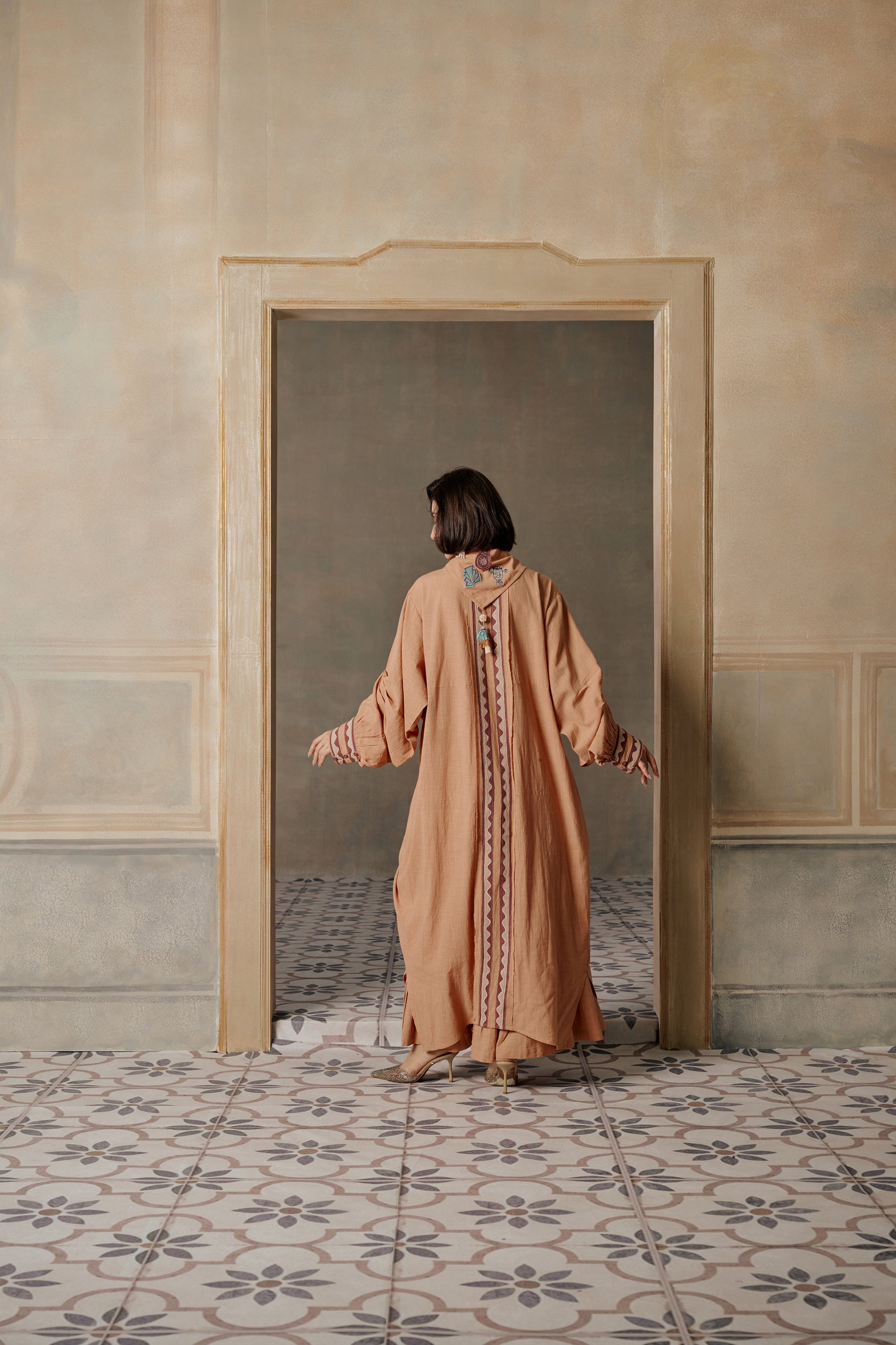 Nadwah Embroidered Abaya with Patchwork