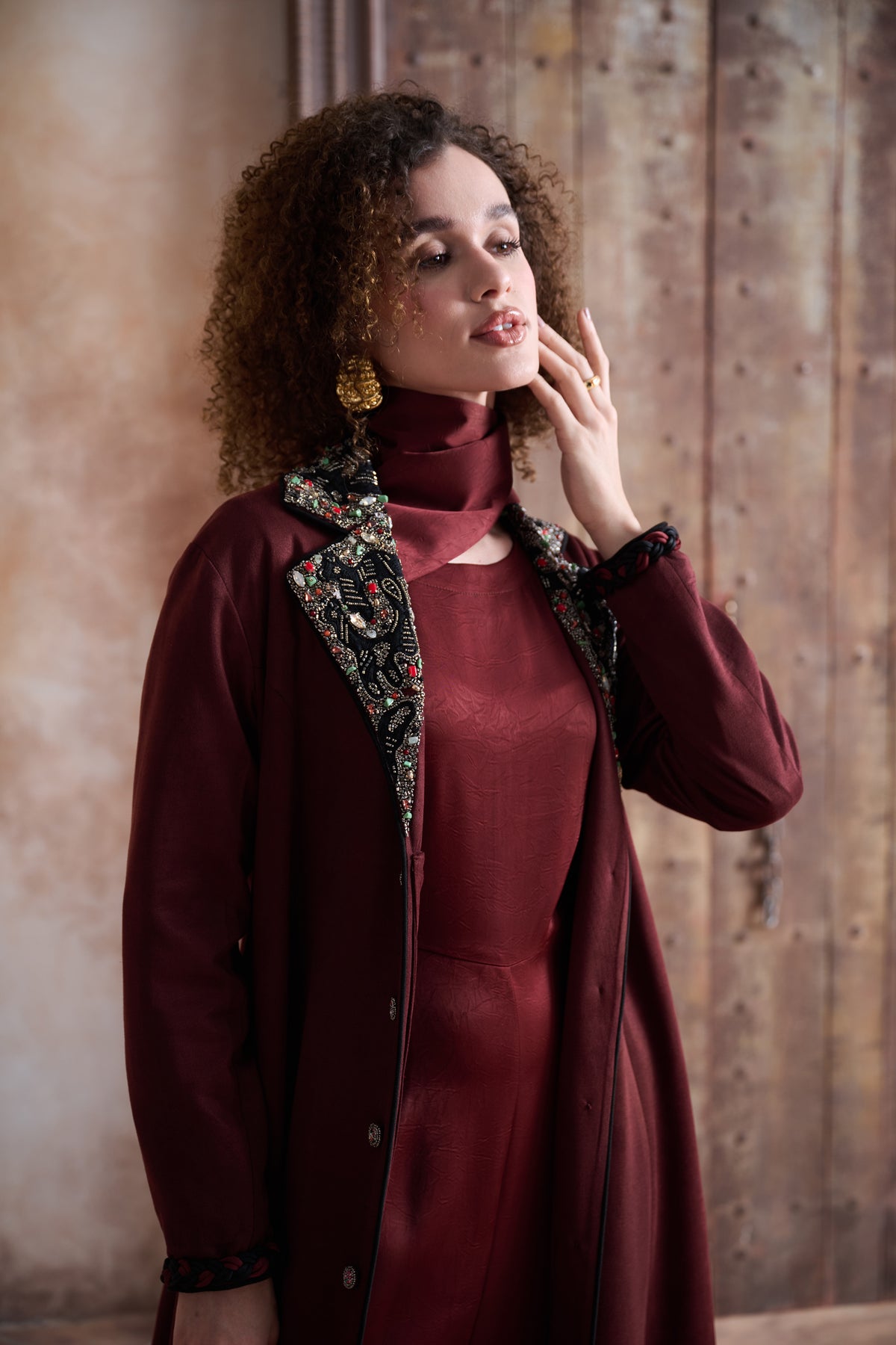 Zahaal Embroidered Bisht with Embellishment