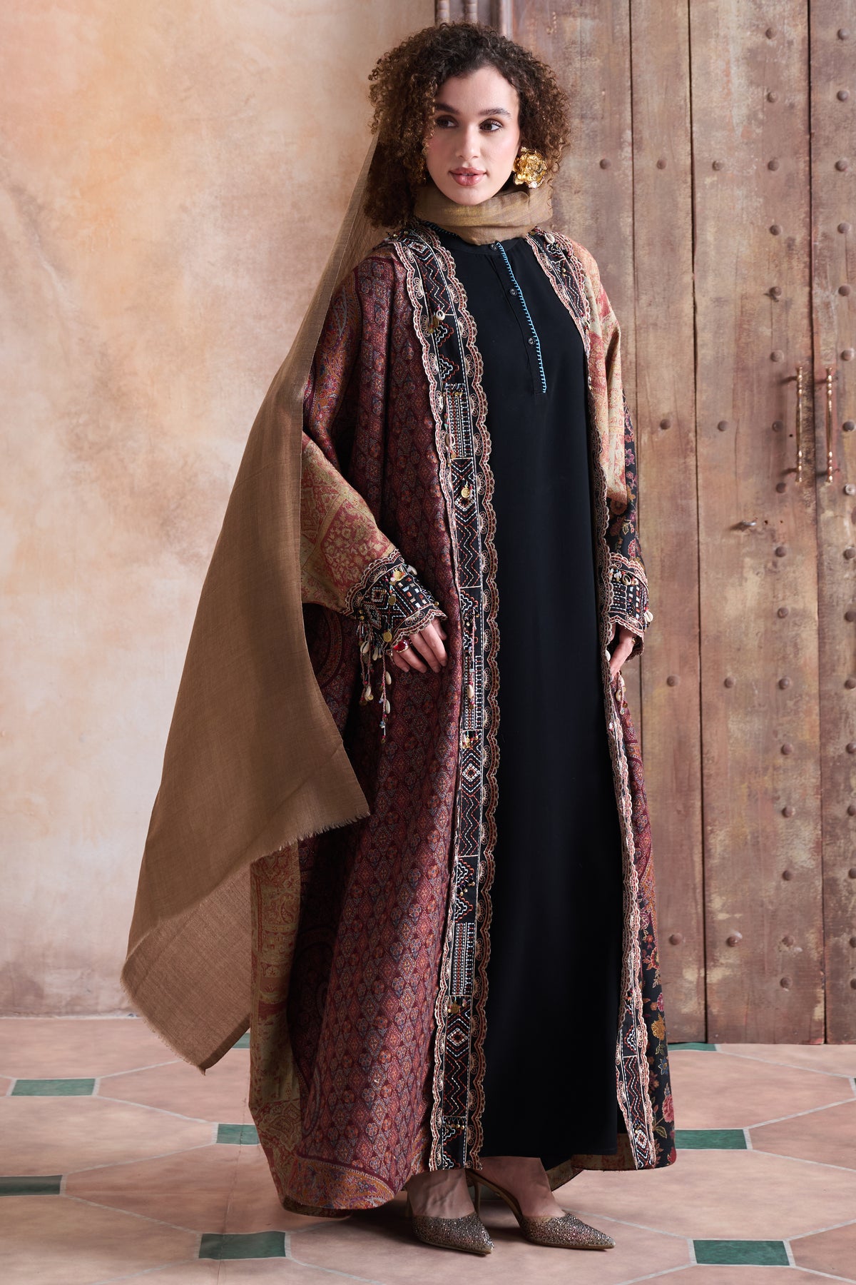 Ajwa Embroidered Abaya with Embellishment