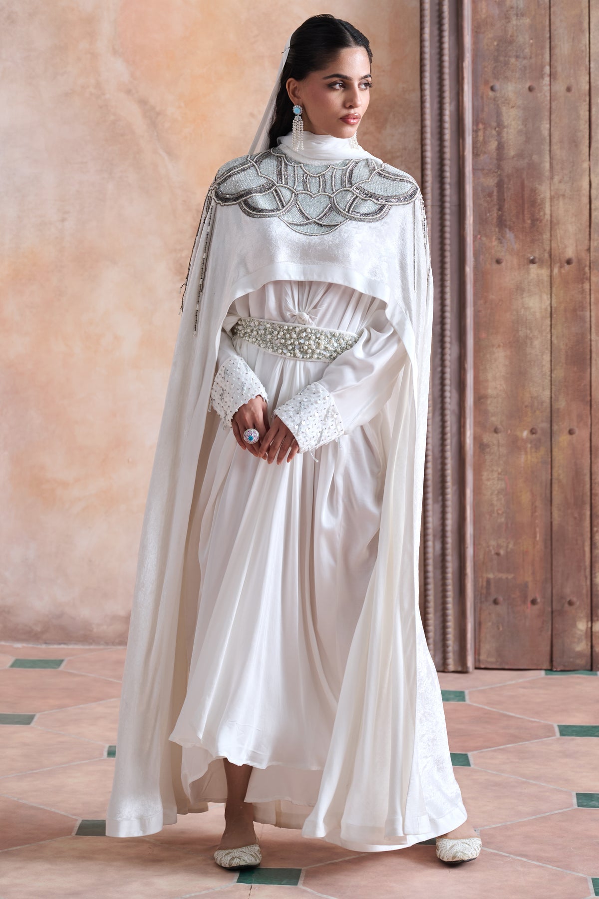 Zahaira Embellished Cape with Jalabiya