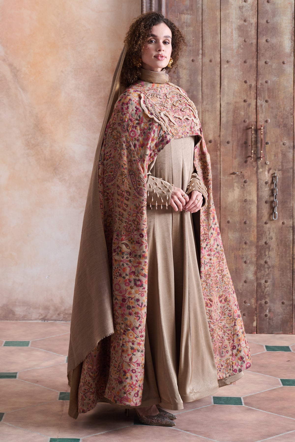 Suhaila Embellished Cape with Inner Dress