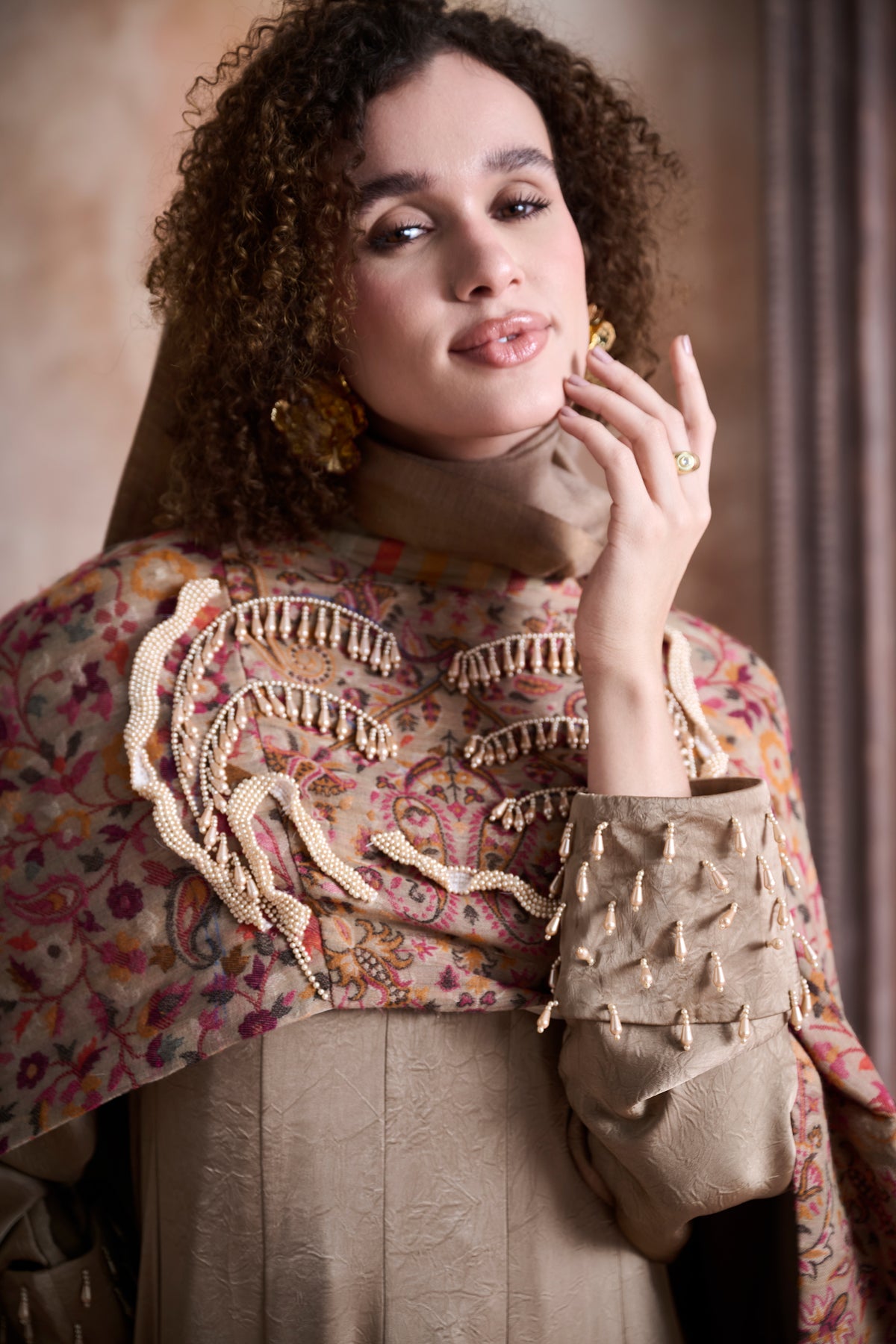 Suhaila Embellished Cape with Inner Dress