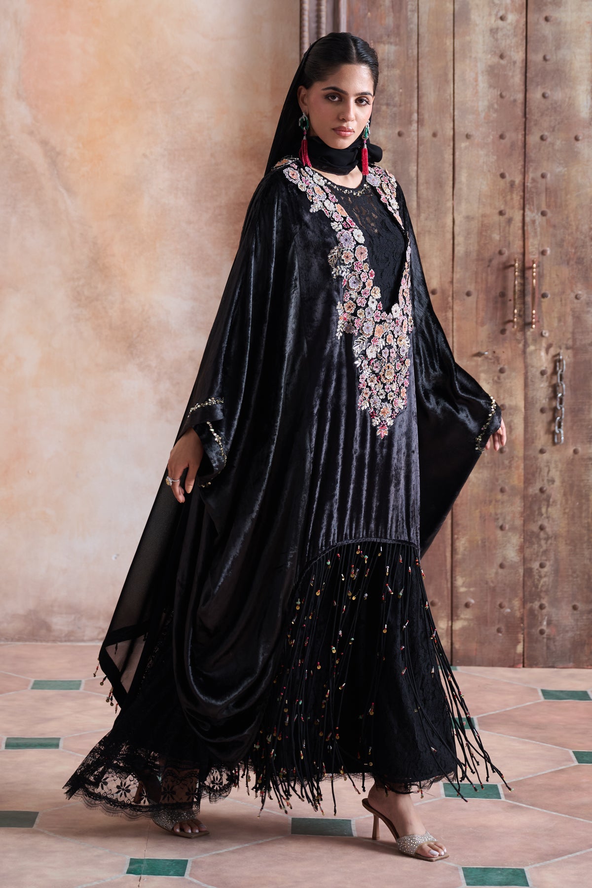 Zayaria Embroidered Jalabiya with Embellishment