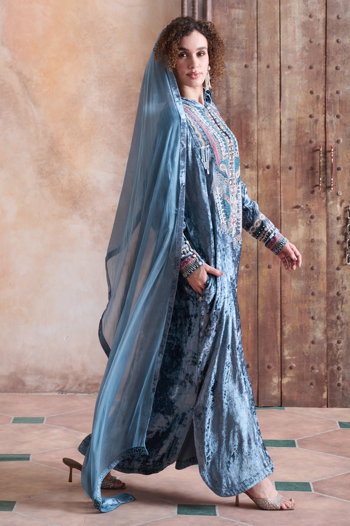 Najia Embroidered Jalabiya with Embellishment