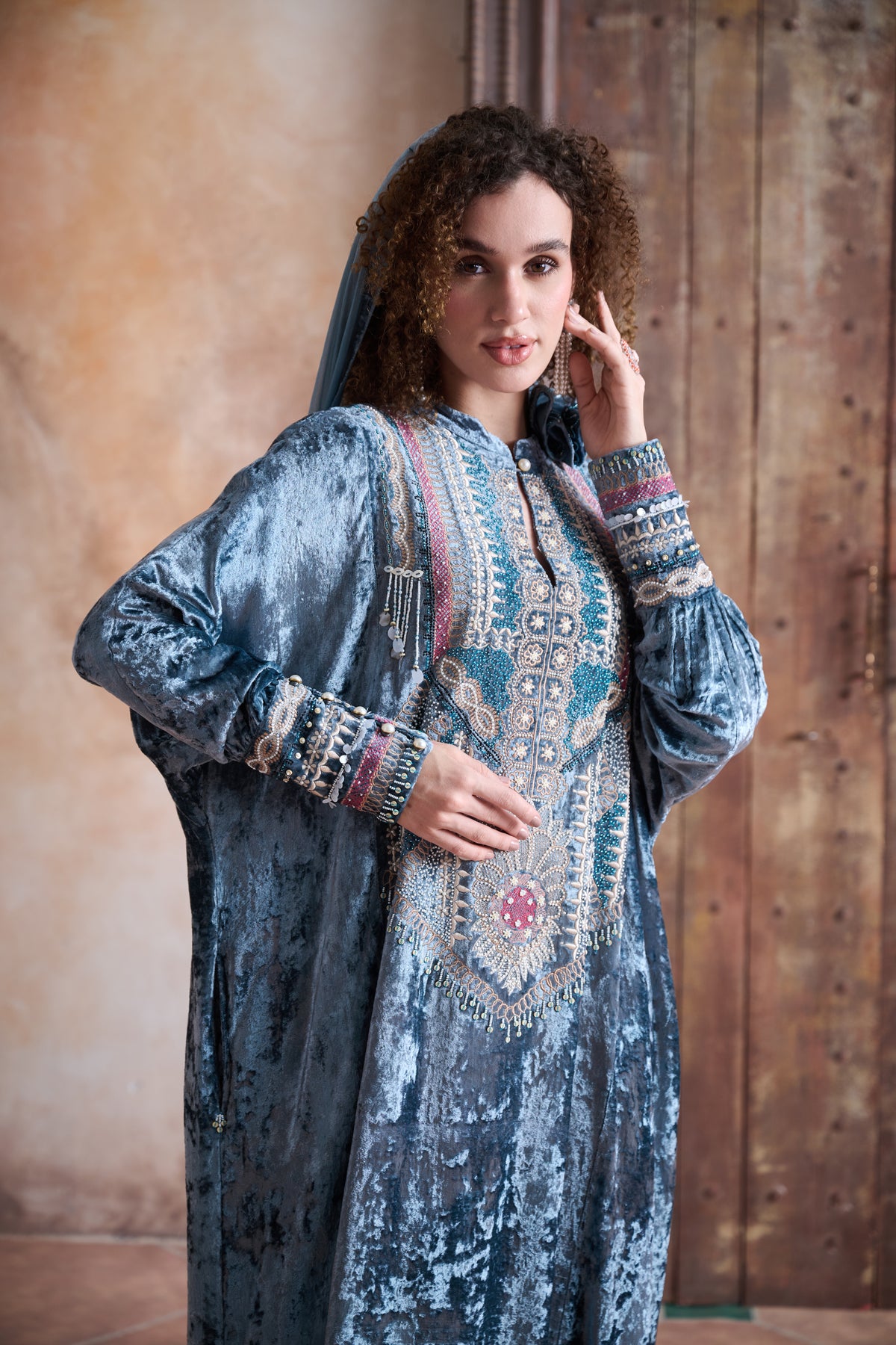 Najia Embroidered Jalabiya with Embellishment