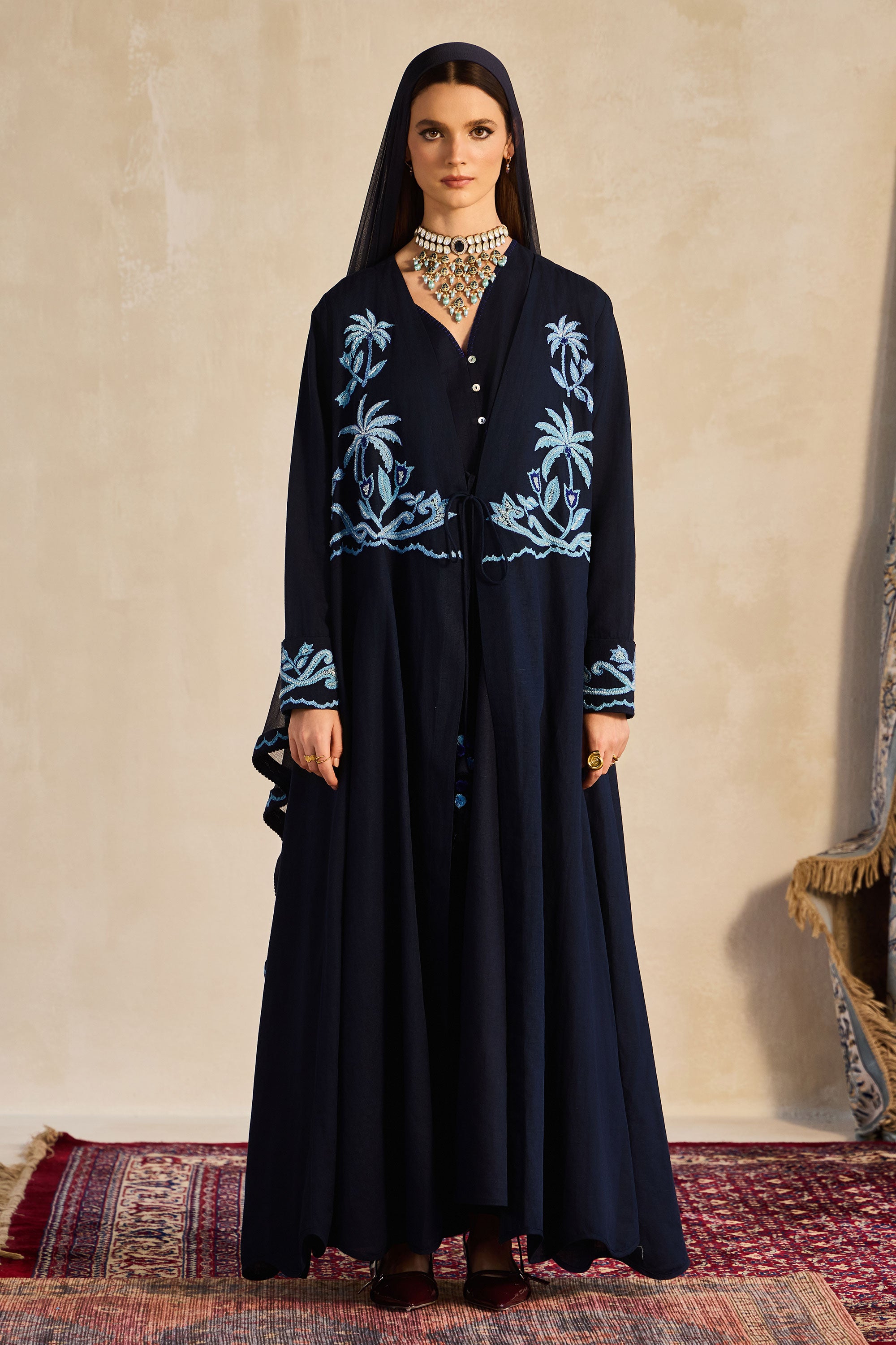 Sabeeka Embroidered Abaya with Embellishment