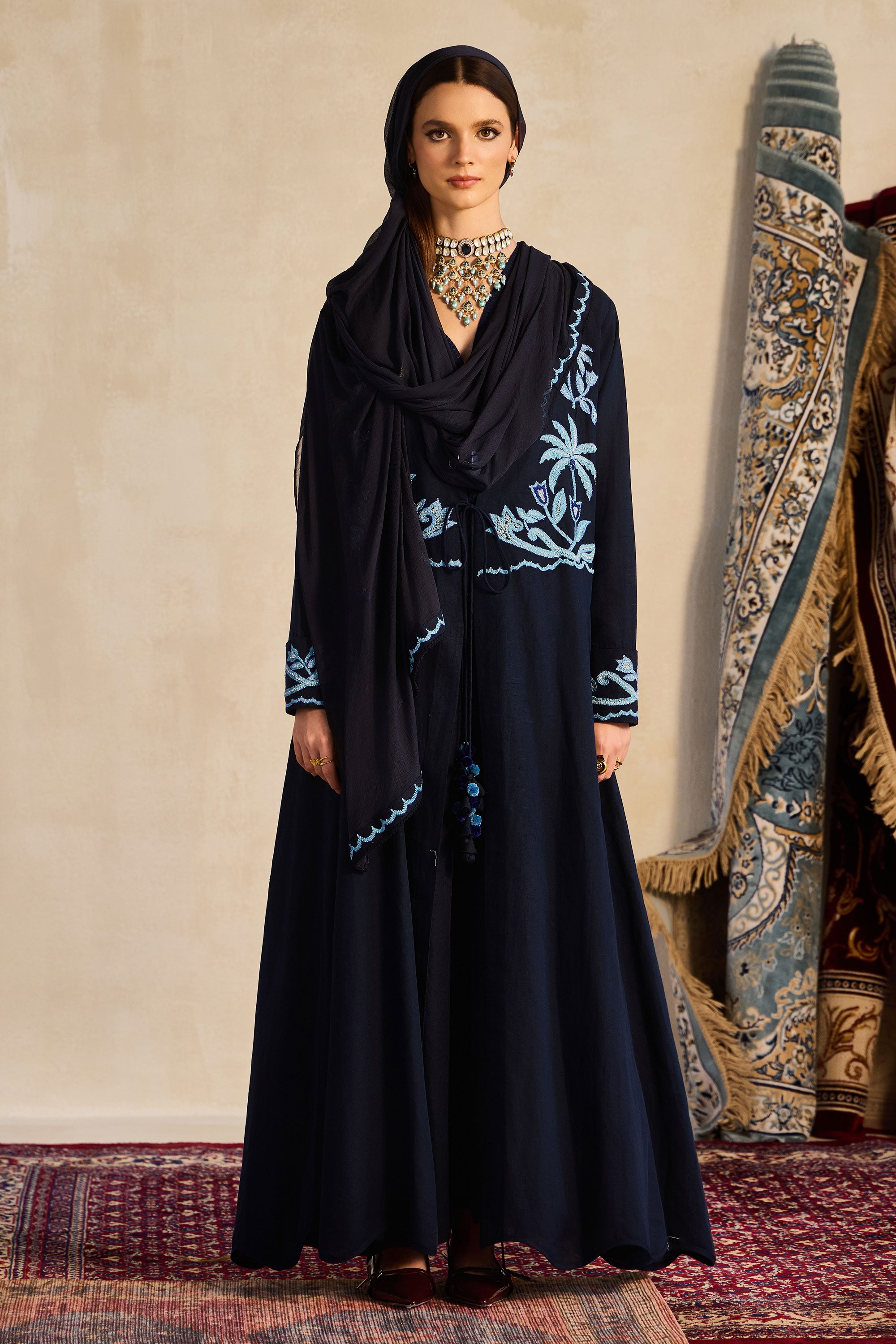 Sabeeka Embroidered Abaya with Embellishment
