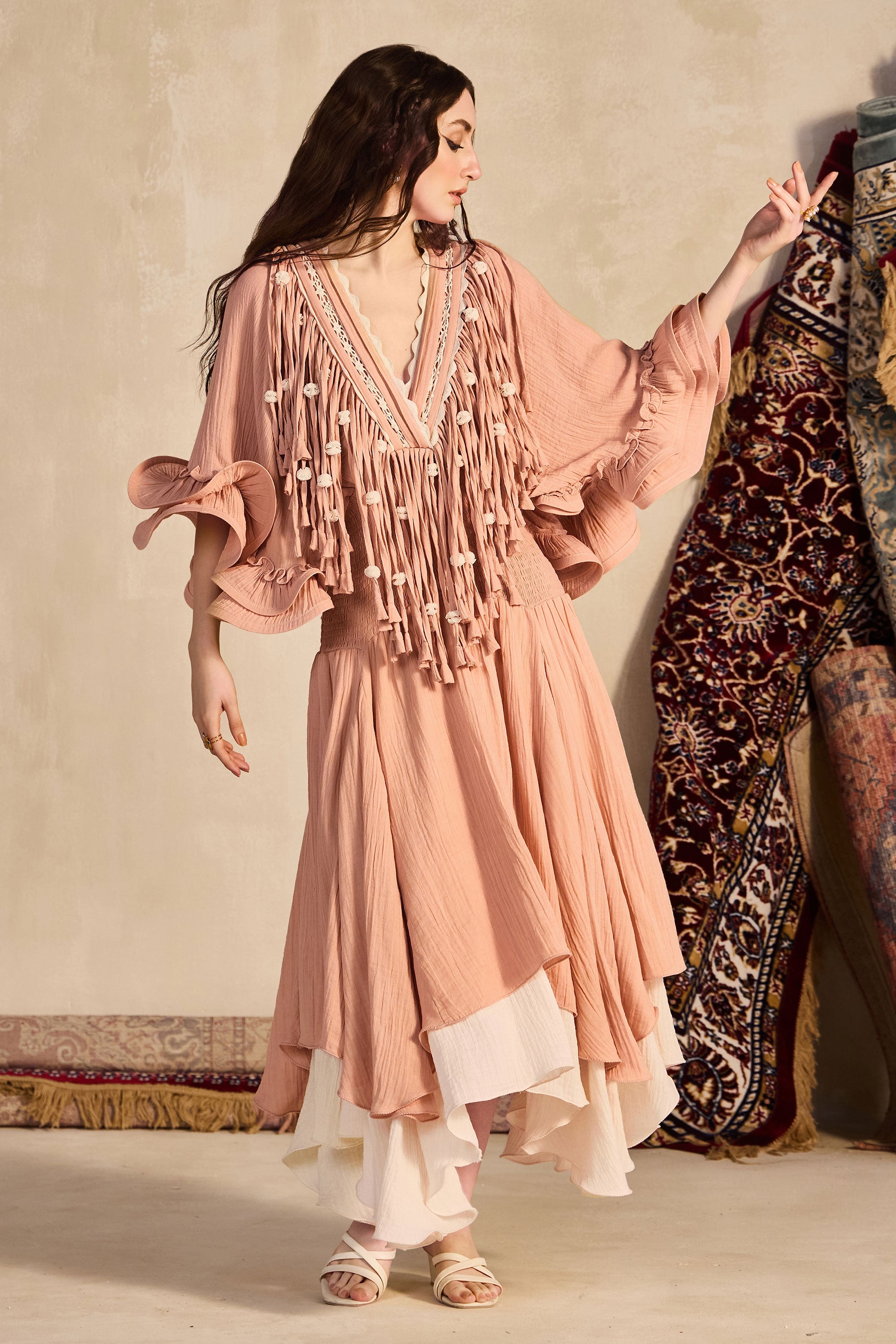 Noofiya Embroidered Jalabiya with Tassels