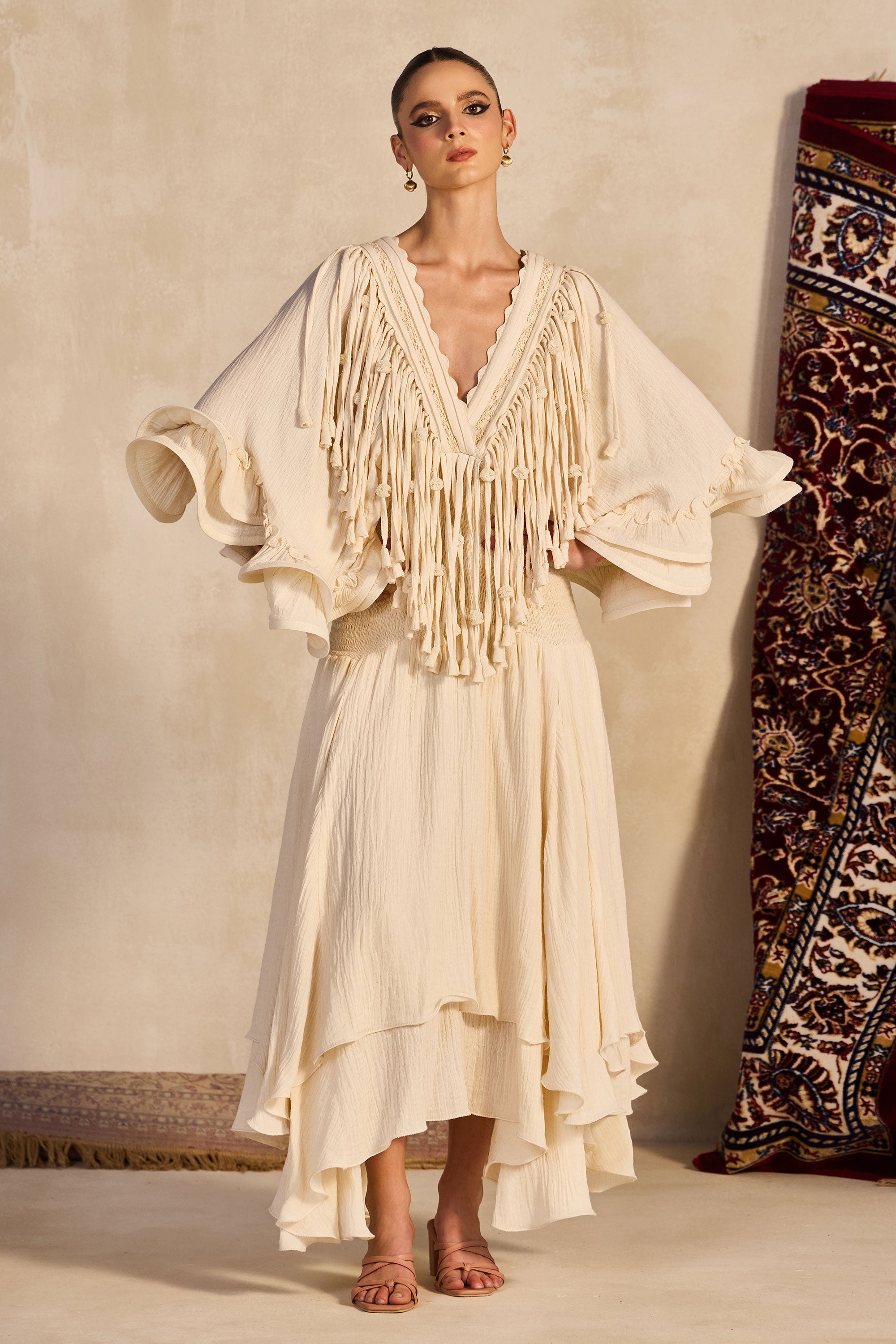 Halmiza Embroidered Jalabiya with Tassels