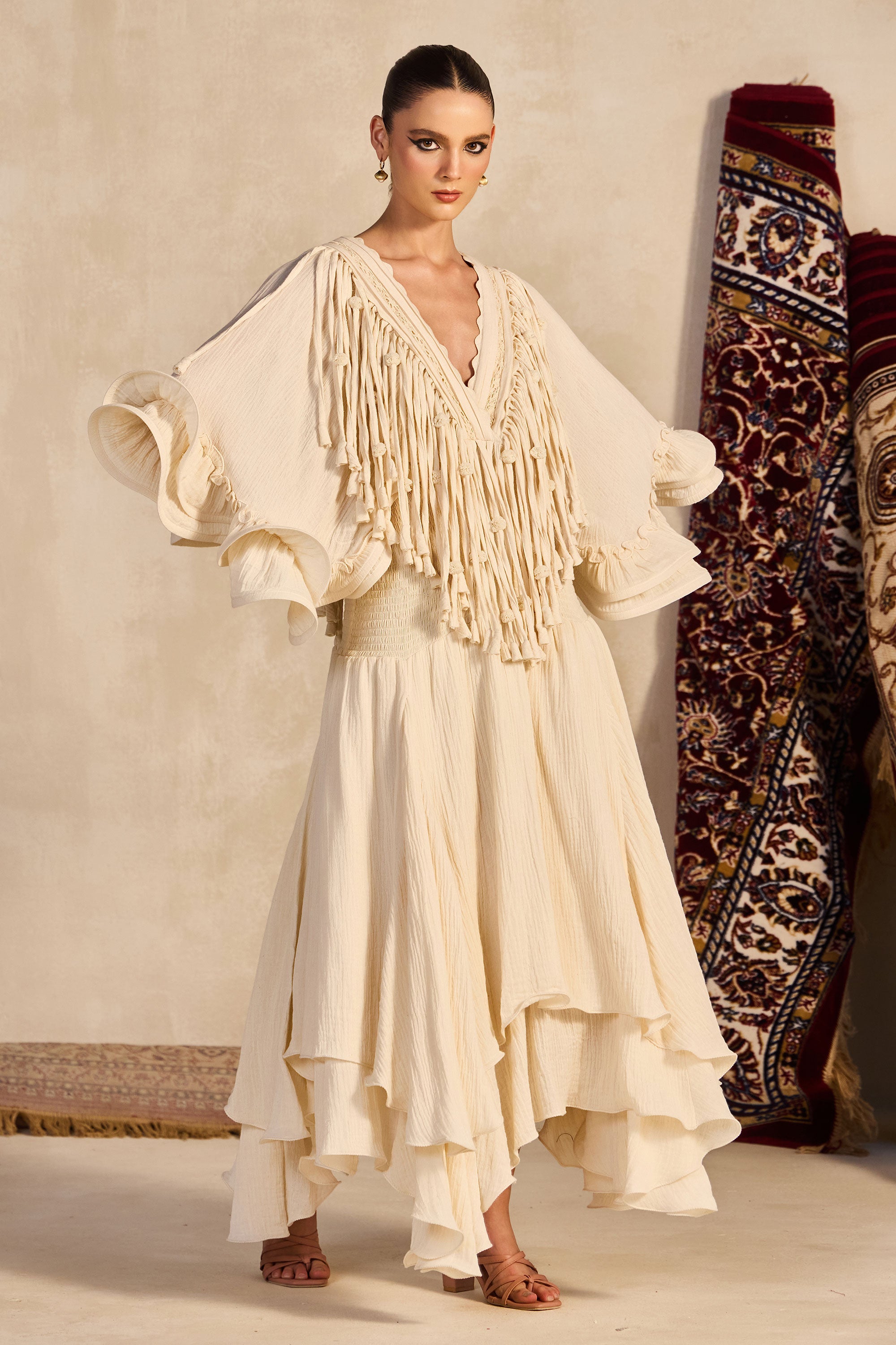 Halmiza Embroidered Jalabiya with Tassels