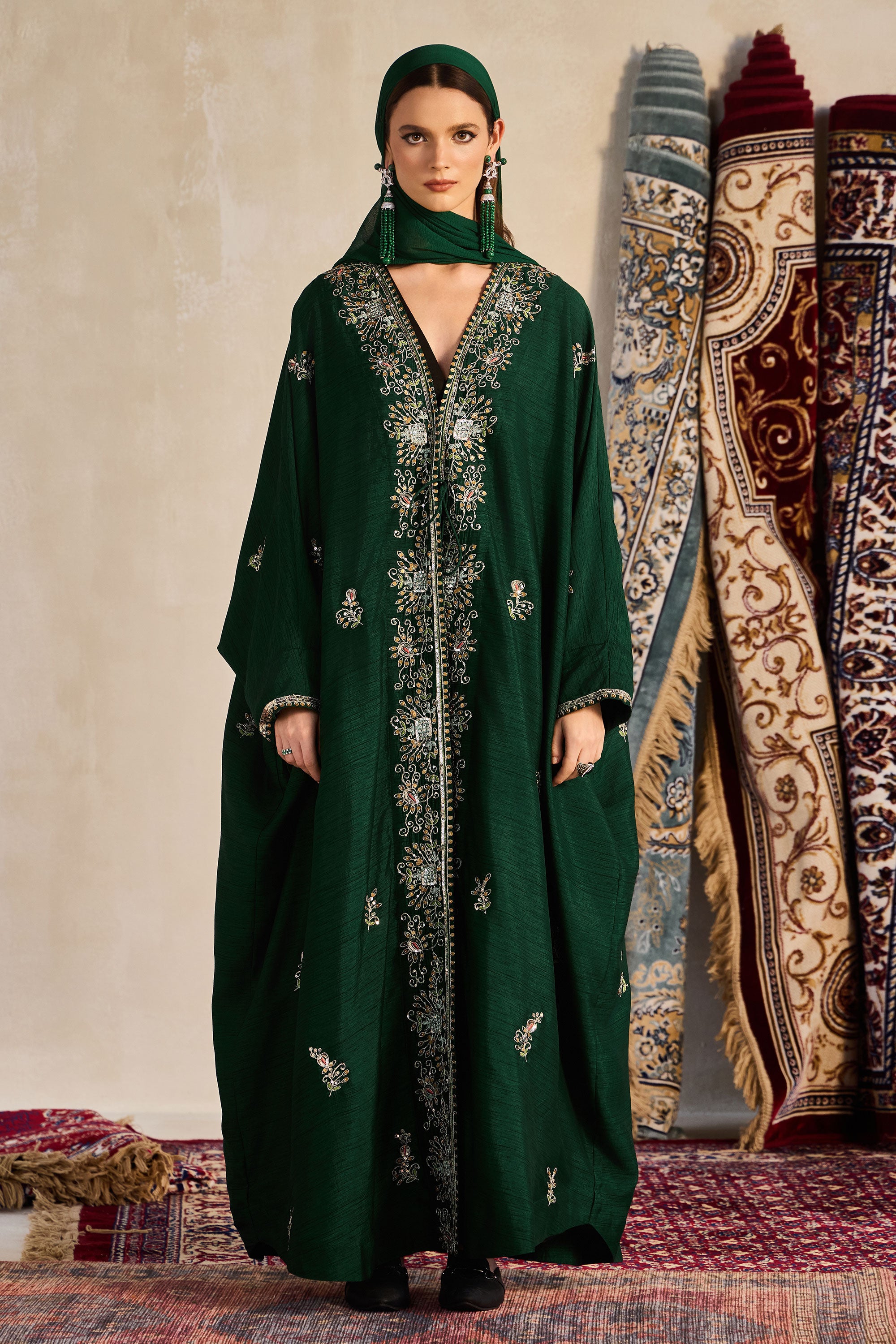 Salha Embroidered Abaya with Embellishment