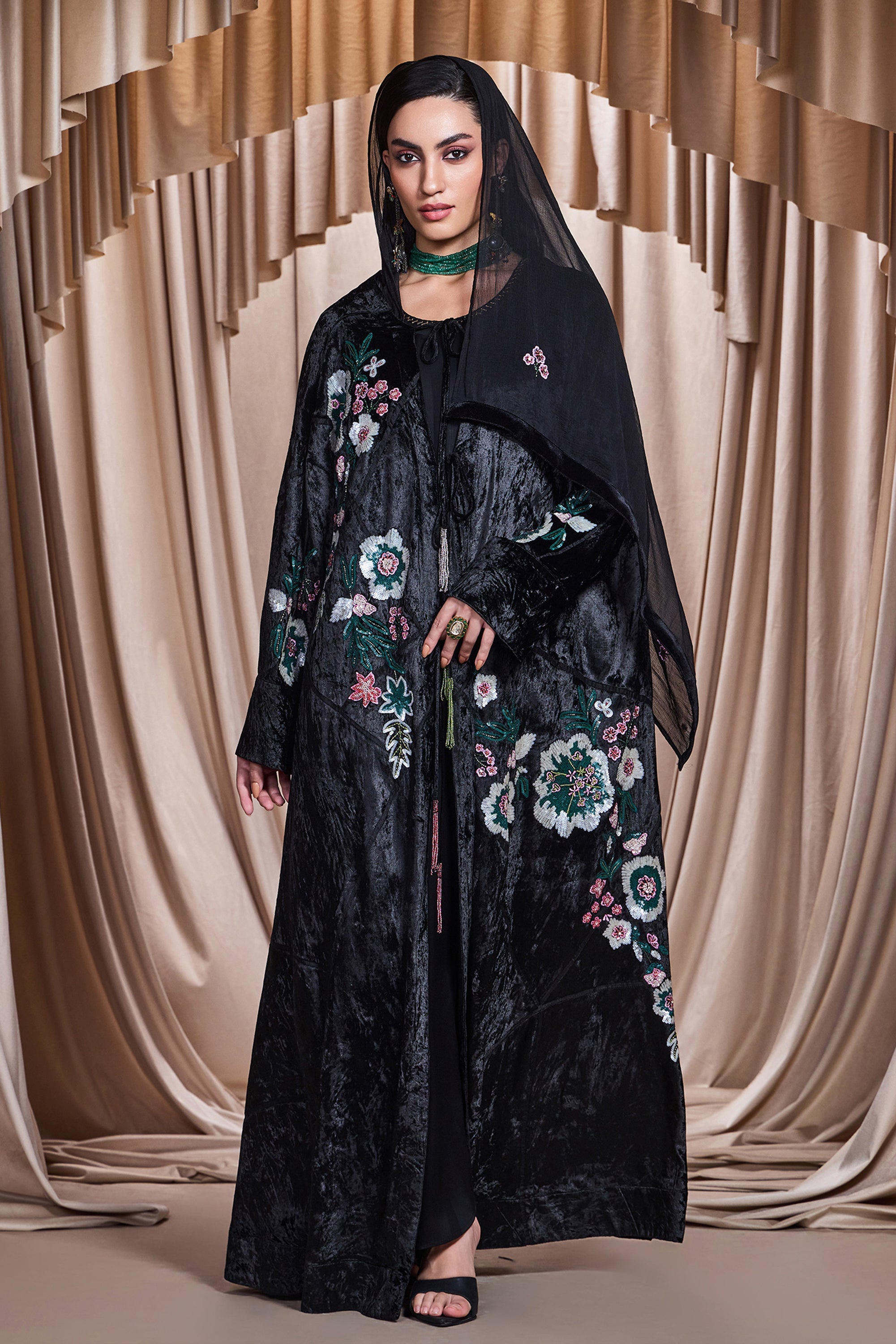 Zarlasta Embroidered Abaya with Embellishment