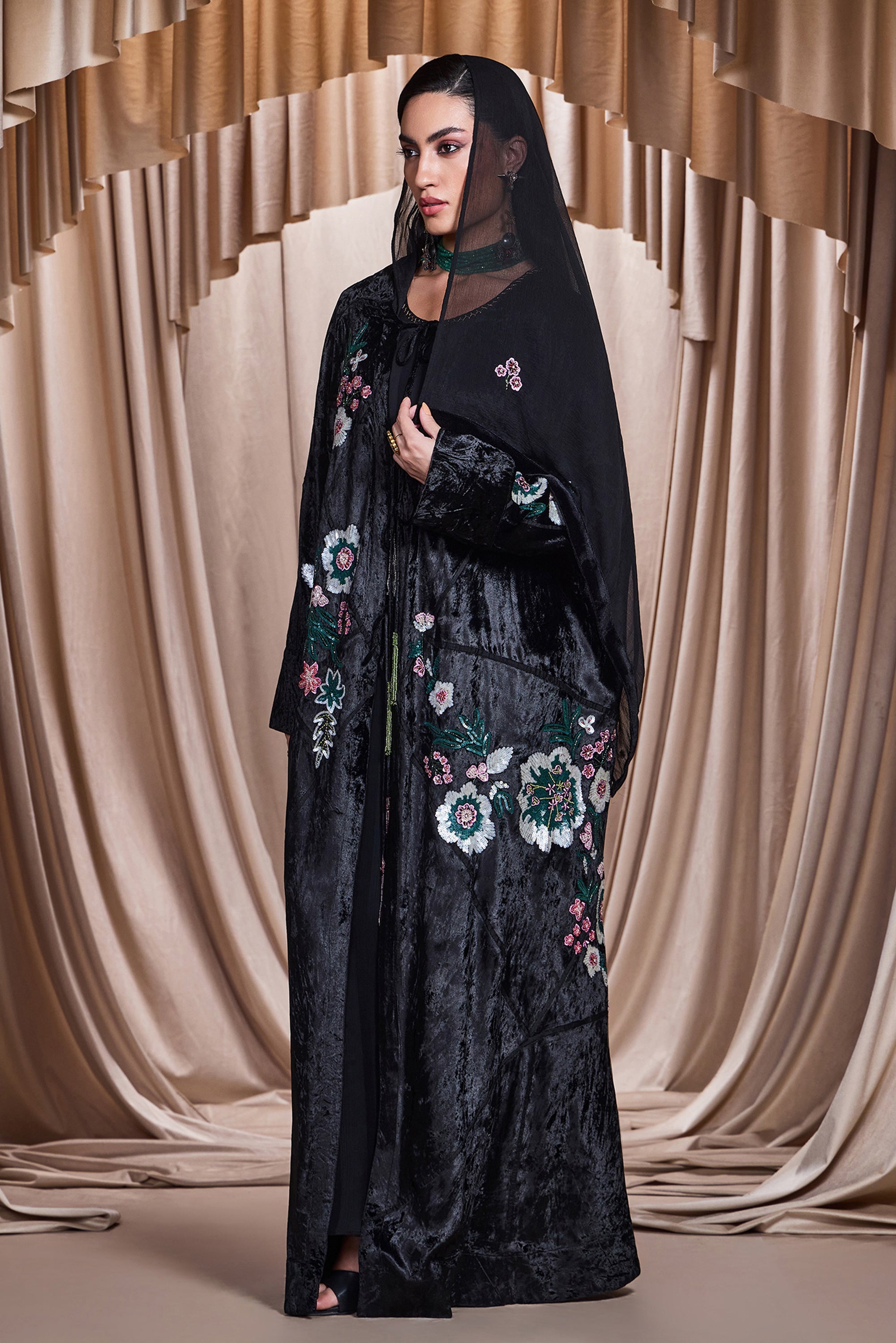 Zarlasta Embroidered Abaya with Embellishment