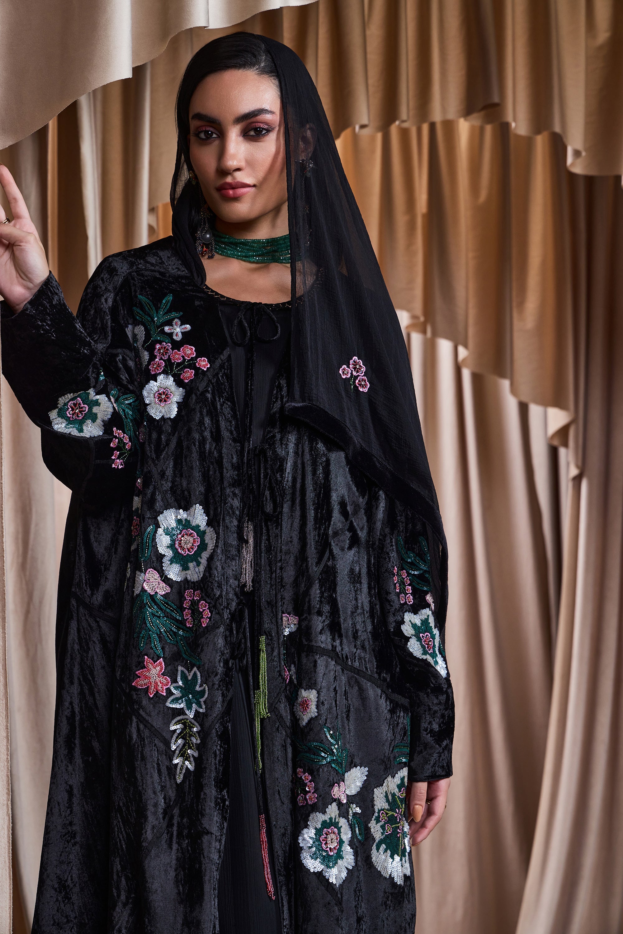 Zarlasta Embroidered Abaya with Embellishment