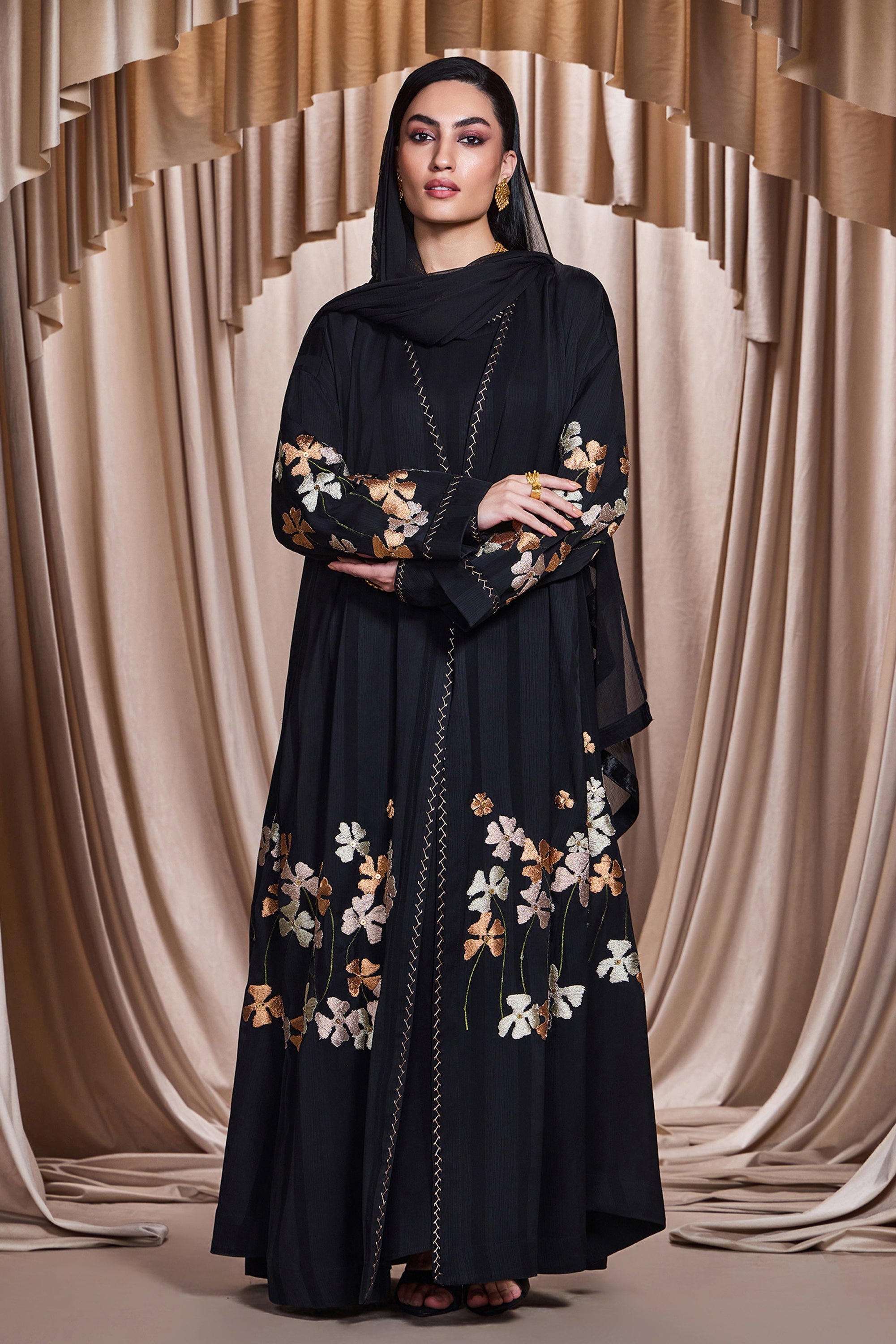 Akramah Embroidered Abaya with Embellishment