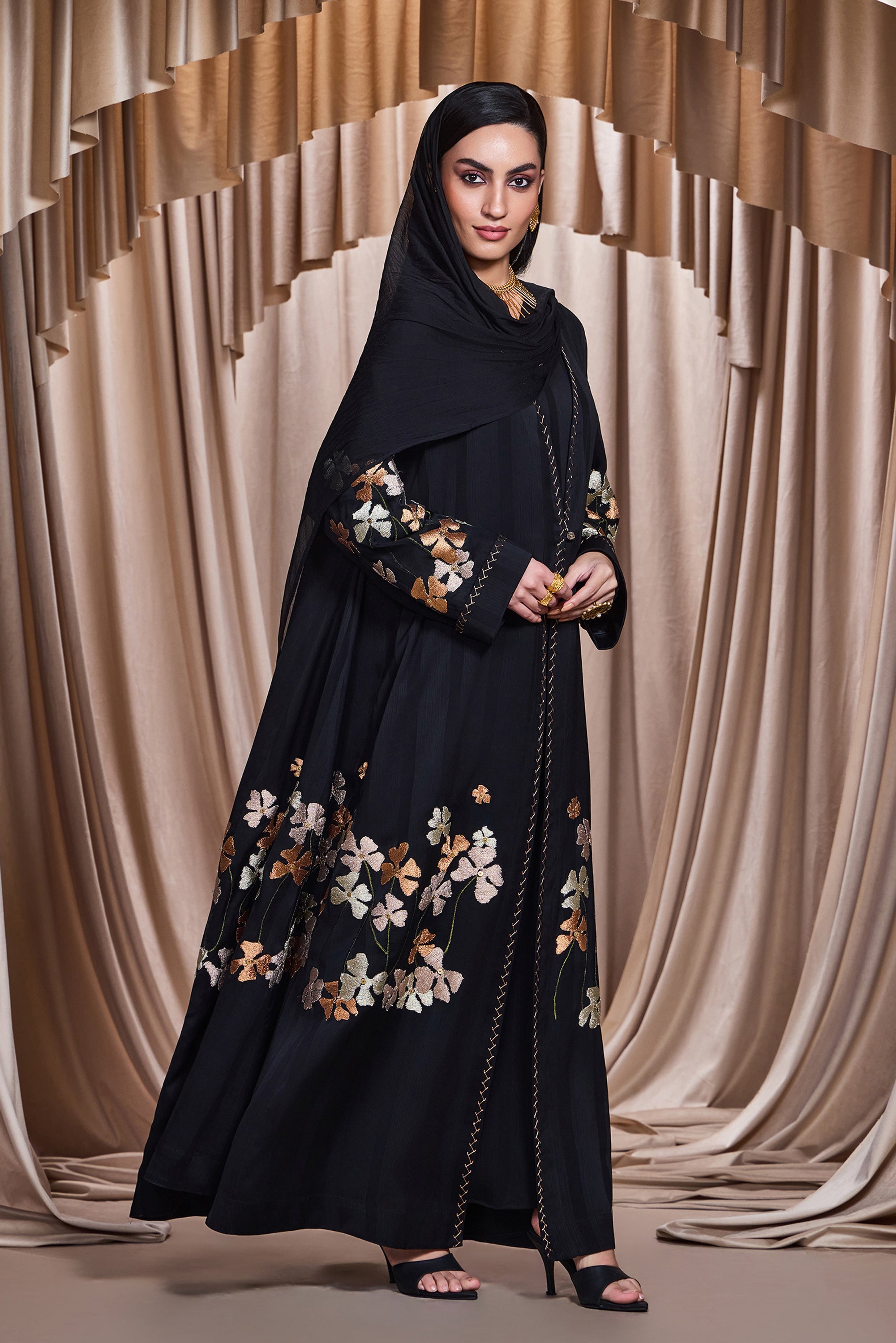 Akramah Embroidered Abaya with Embellishment