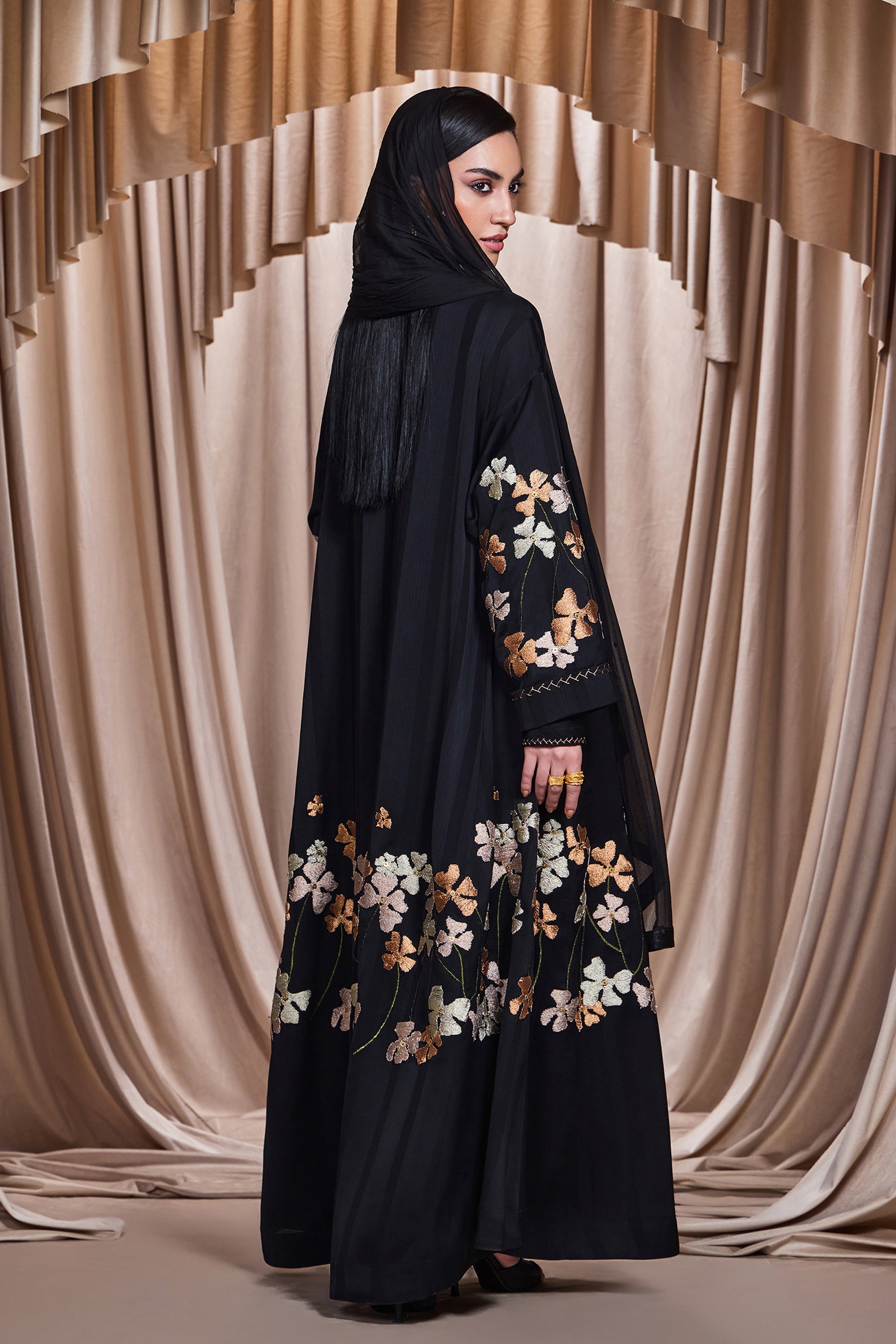 Akramah Embroidered Abaya with Embellishment