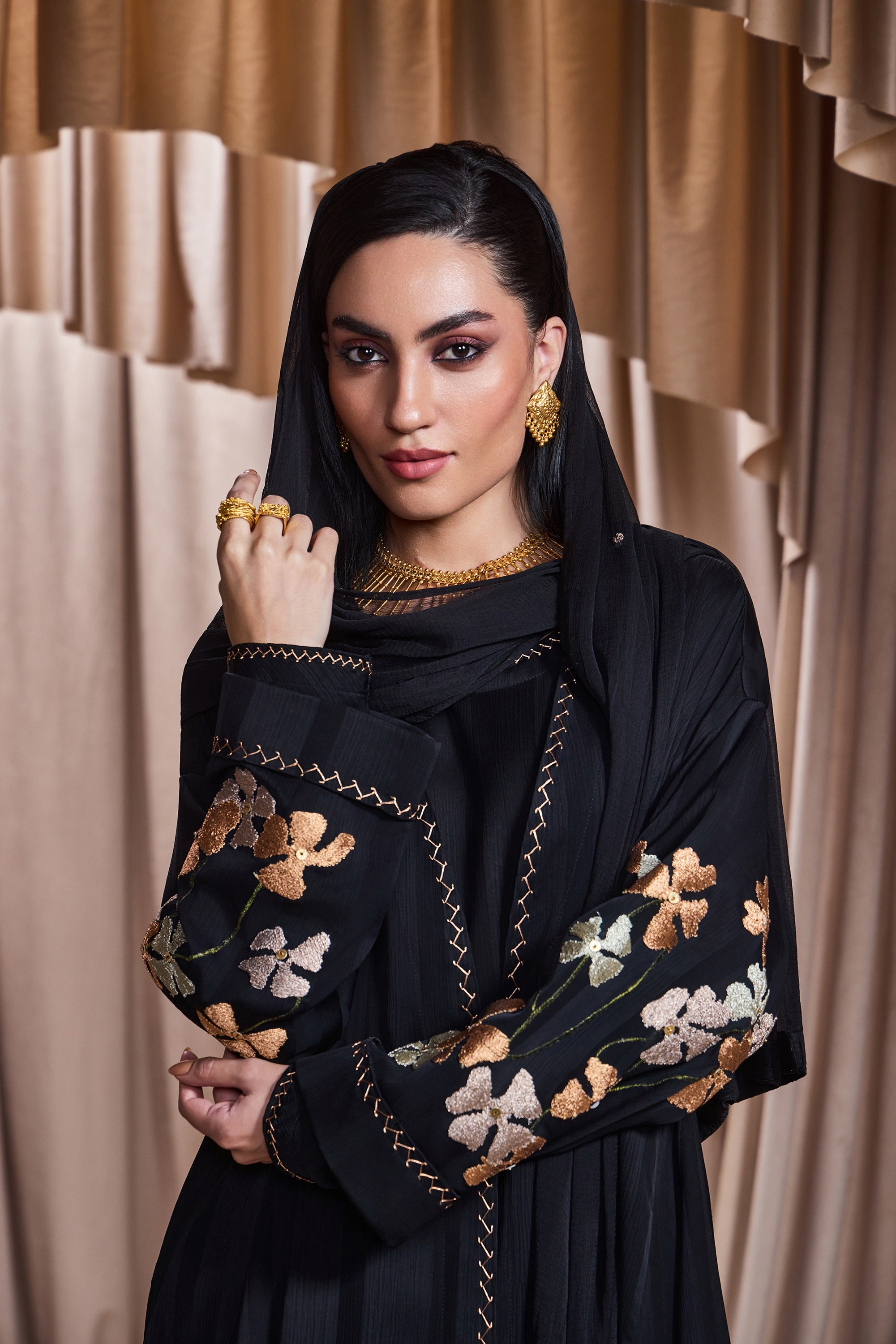 Akramah Embroidered Abaya with Embellishment