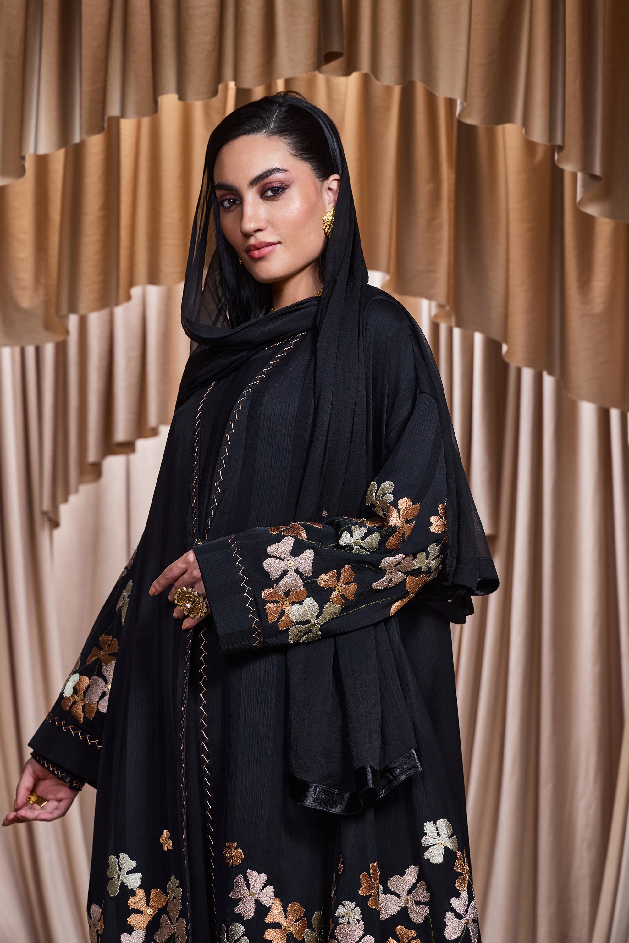 Akramah Embroidered Abaya with Embellishment