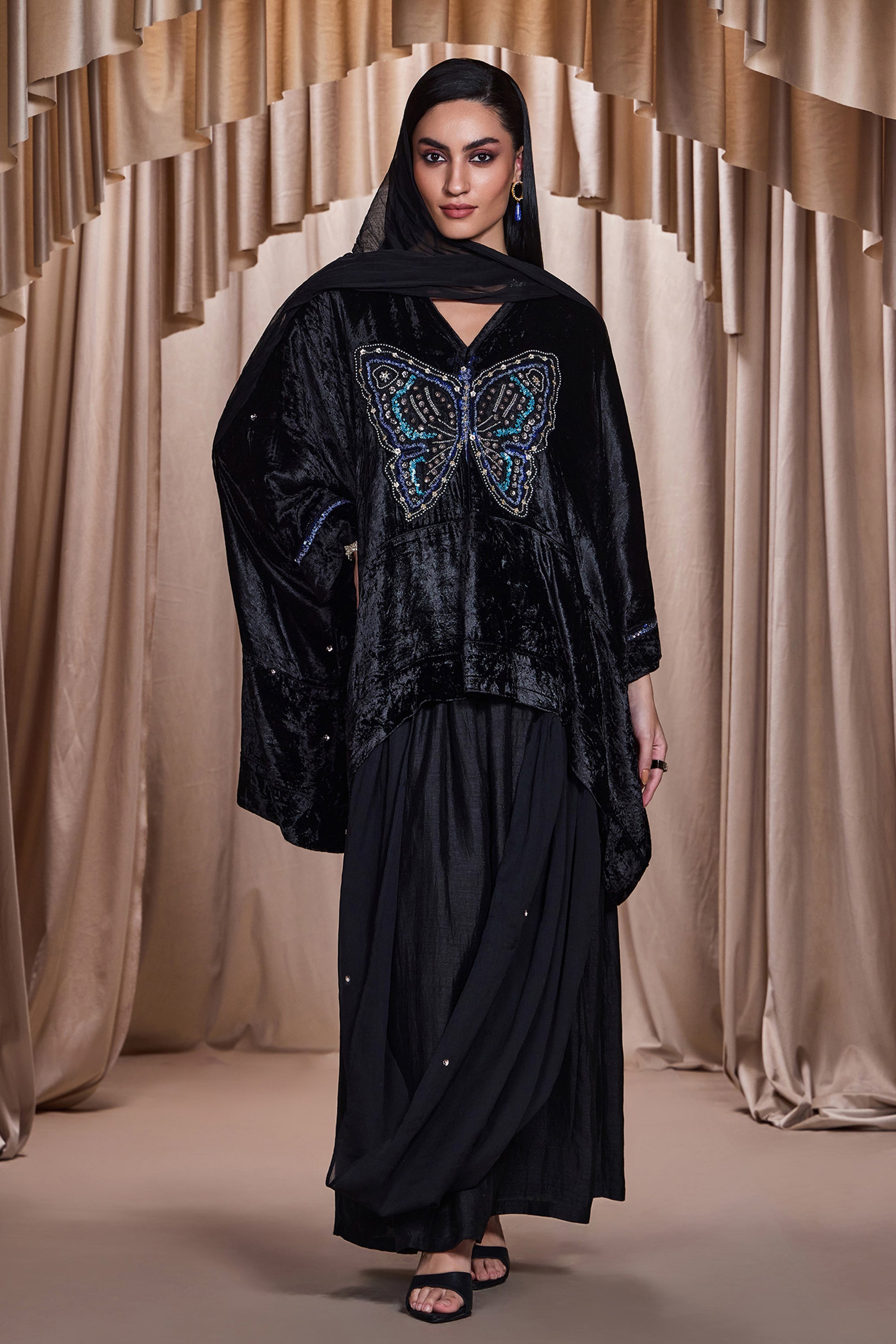 Salima Embellished Cape with Skirt