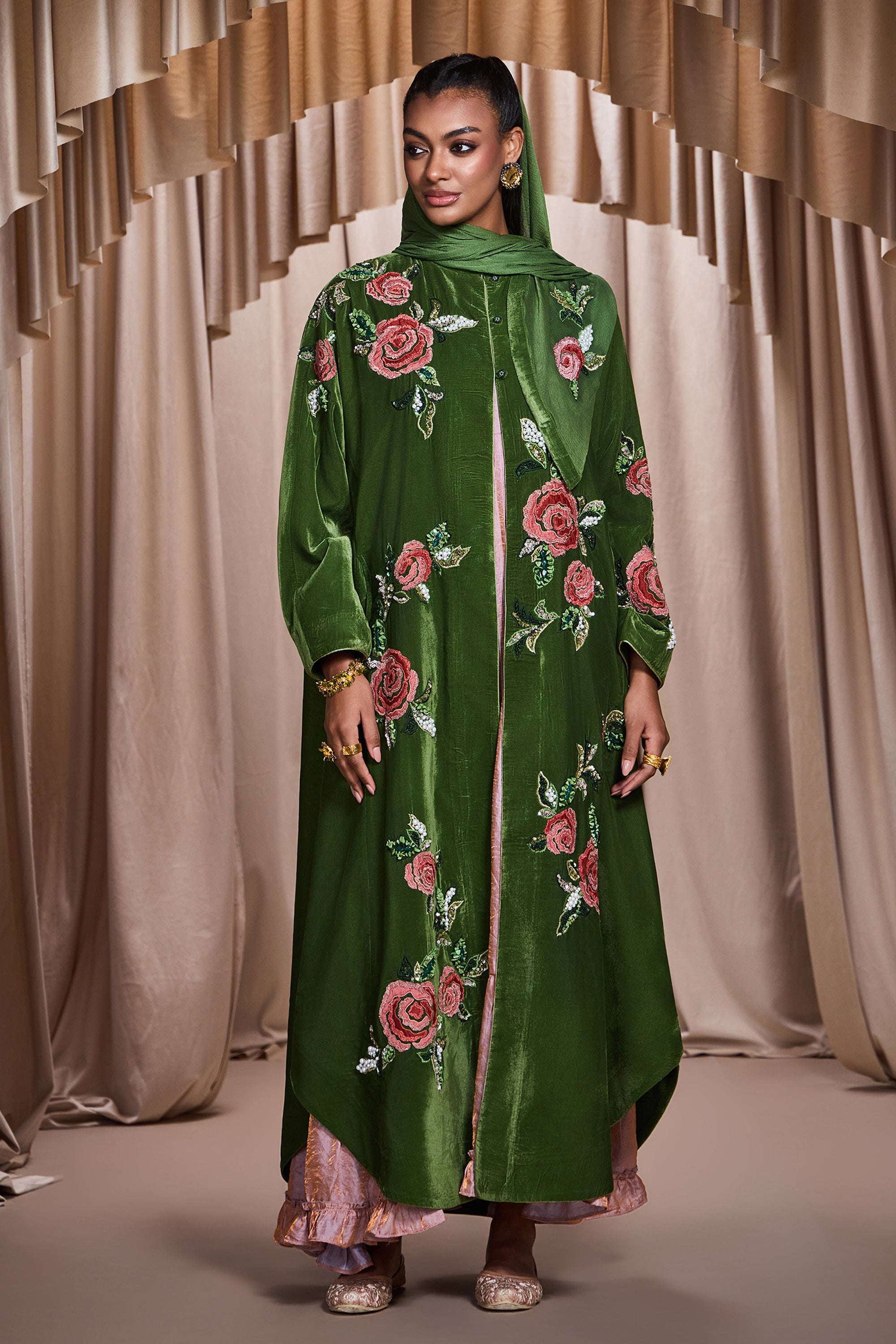 Rasheeda Applique Embroidered Abaya with Embellishment