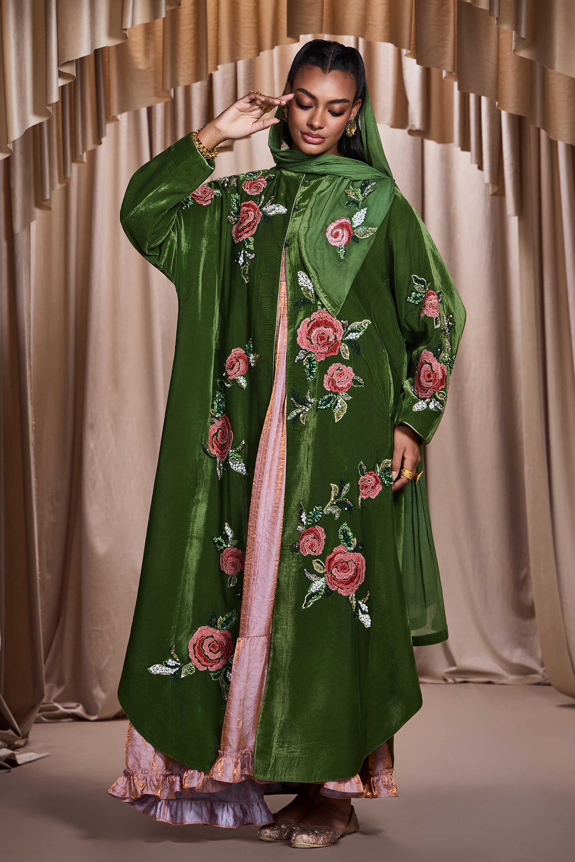 Rasheeda Applique Embroidered Abaya with Embellishment