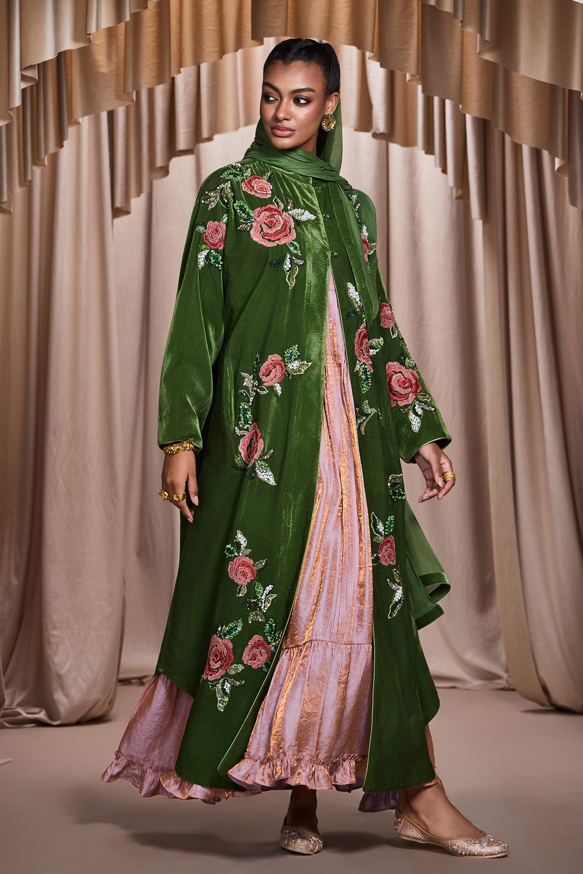 Rasheeda Applique Embroidered Abaya with Embellishment