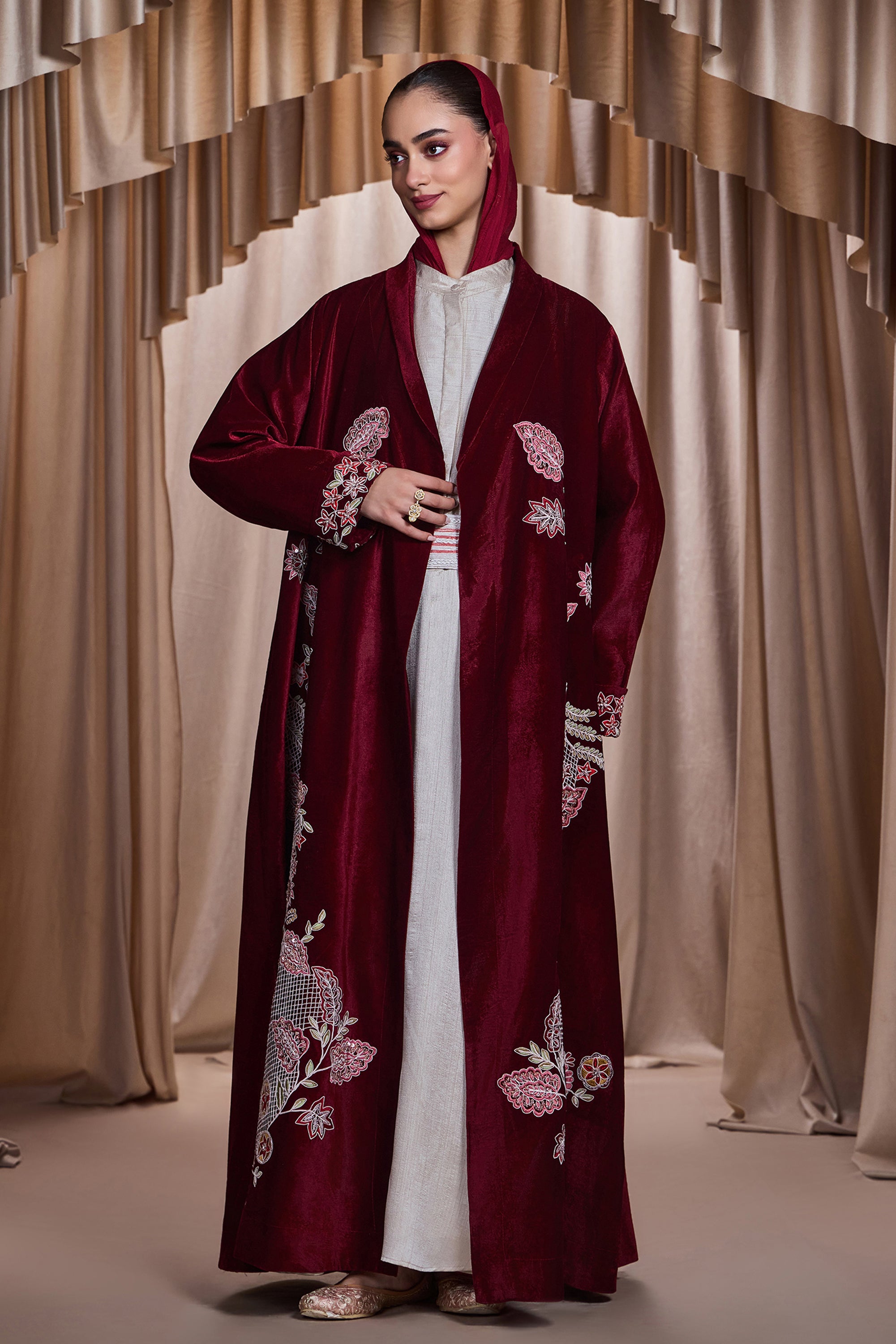Atiqa Embroidered Abaya with Embellishment