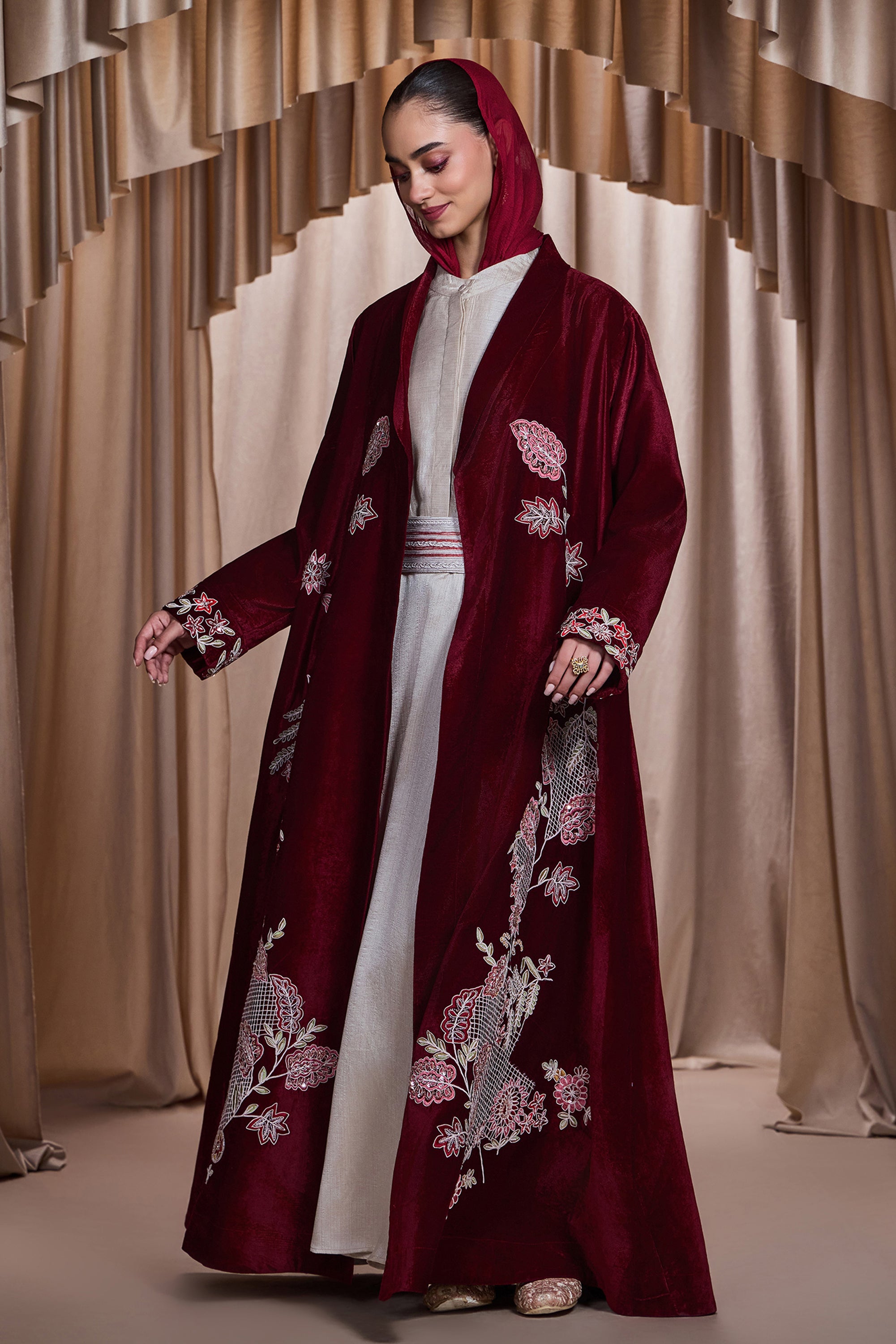 Atiqa Embroidered Abaya with Embellishment