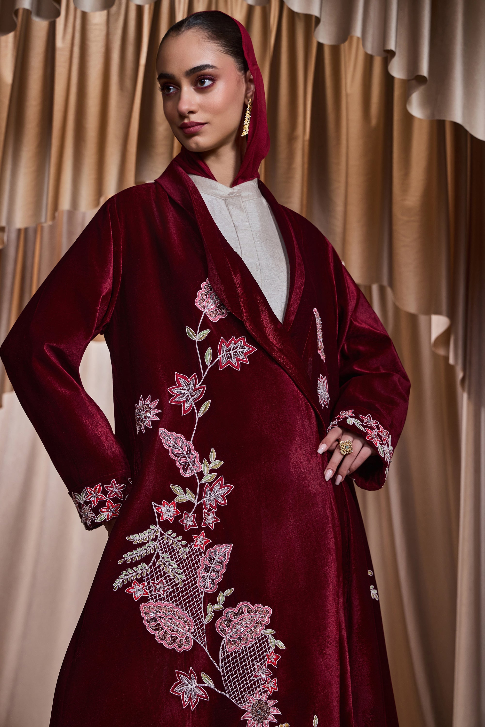 Atiqa Embroidered Abaya with Embellishment