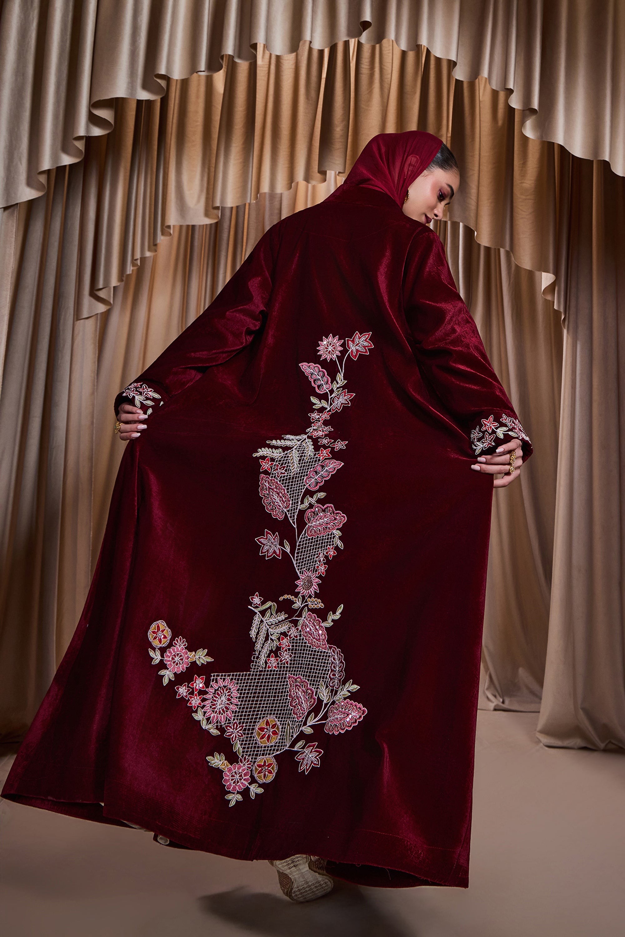 Atiqa Embroidered Abaya with Embellishment