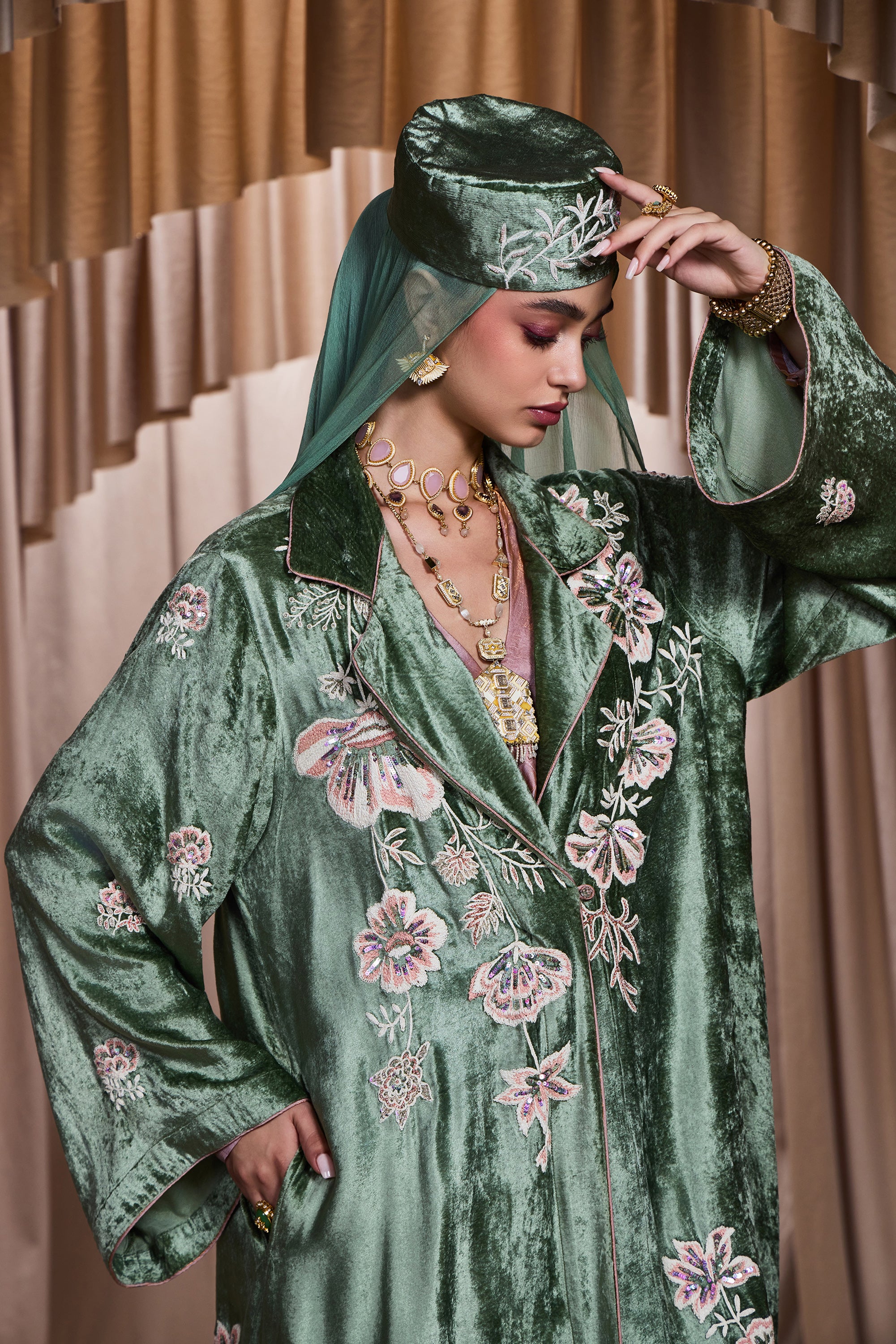 Ihsan Embroidered Abaya with Embellishment