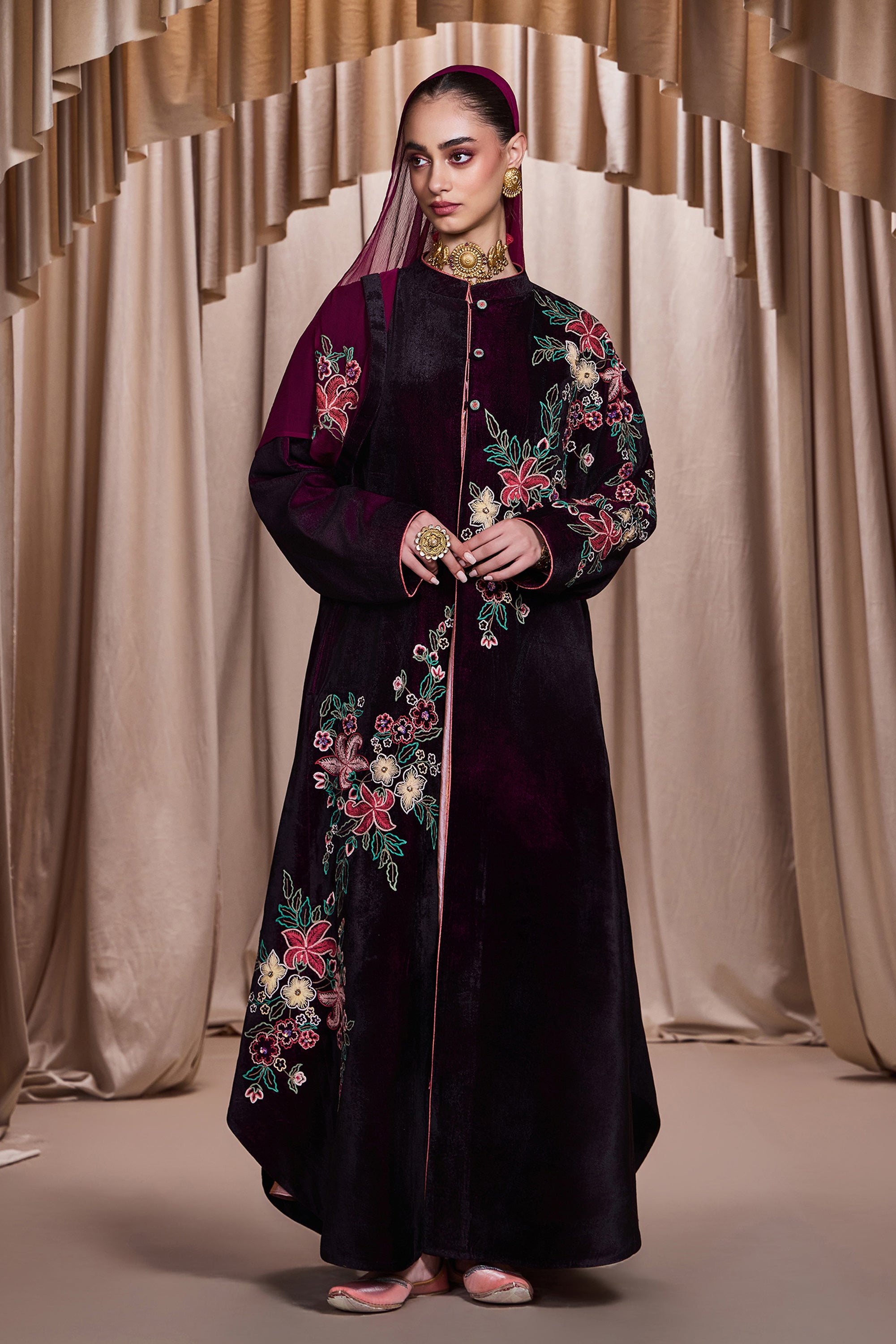 Khalida Embroidered Abaya with Embellishment
