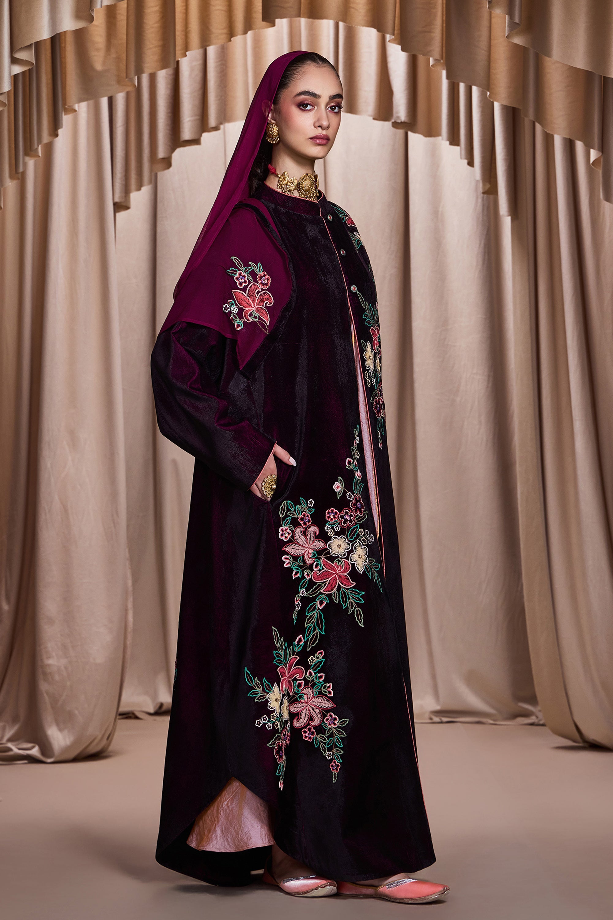 Khalida Embroidered Abaya with Embellishment