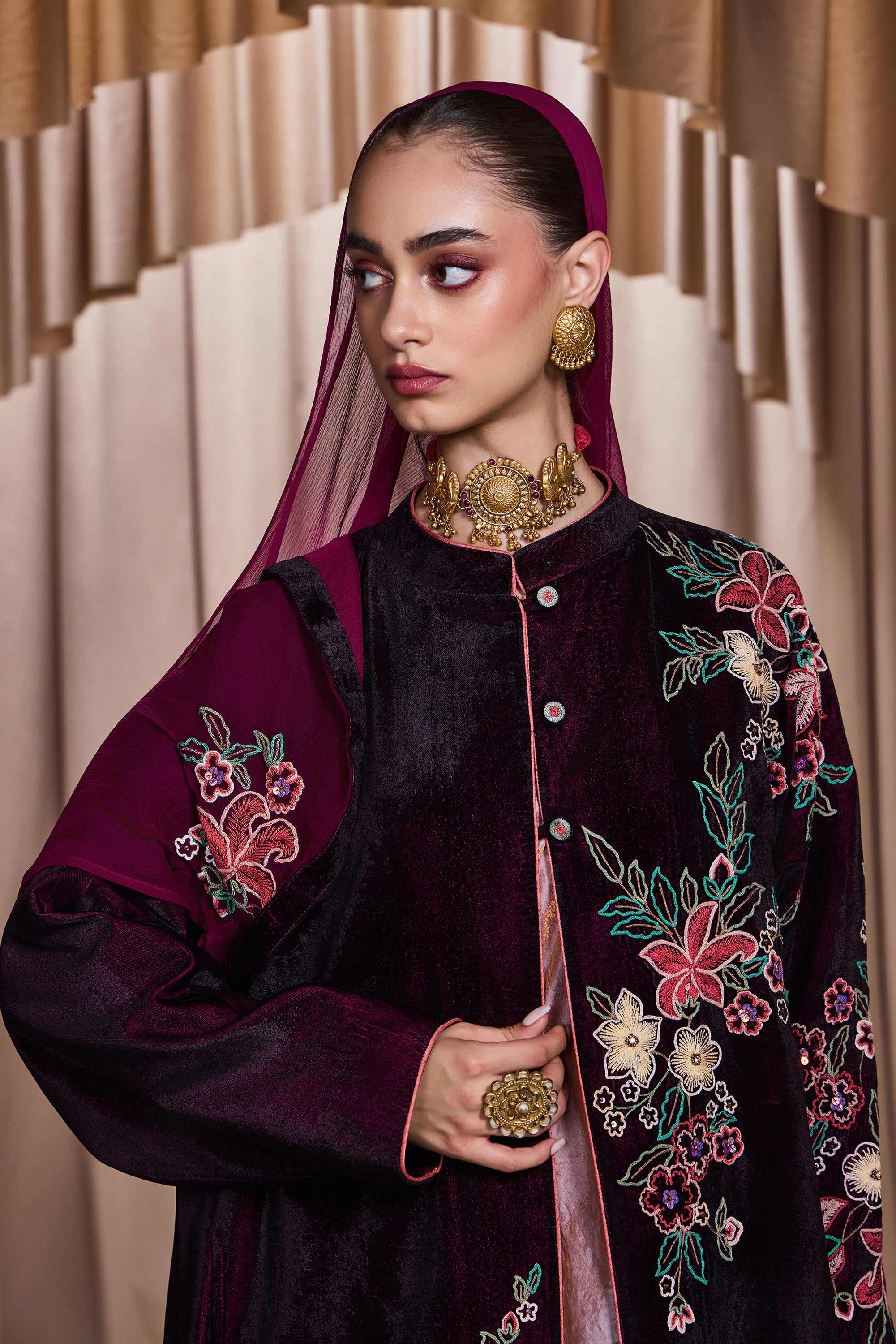 Khalida Embroidered Abaya with Embellishment
