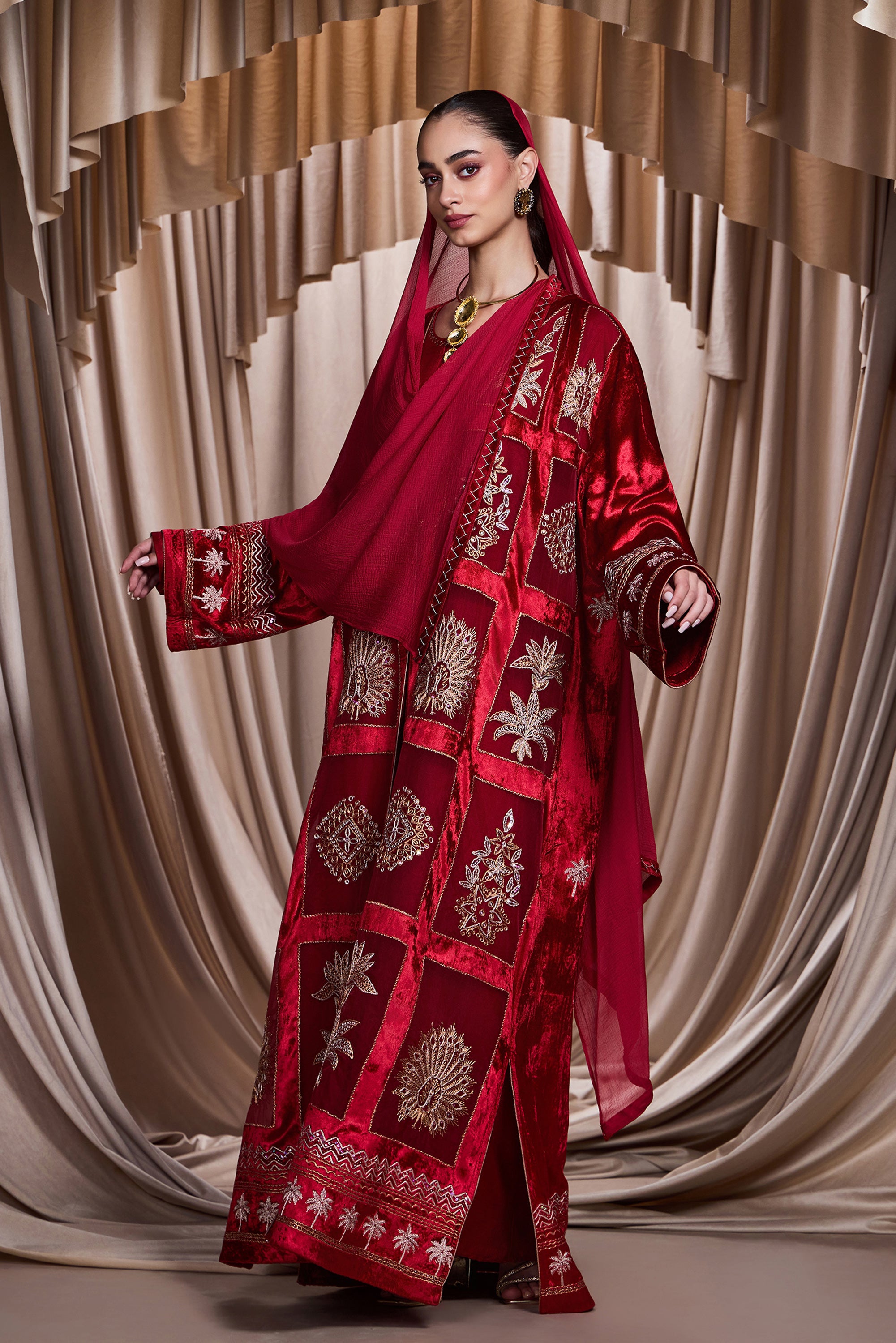 Nehmat Embroidered Abaya with Embellishment