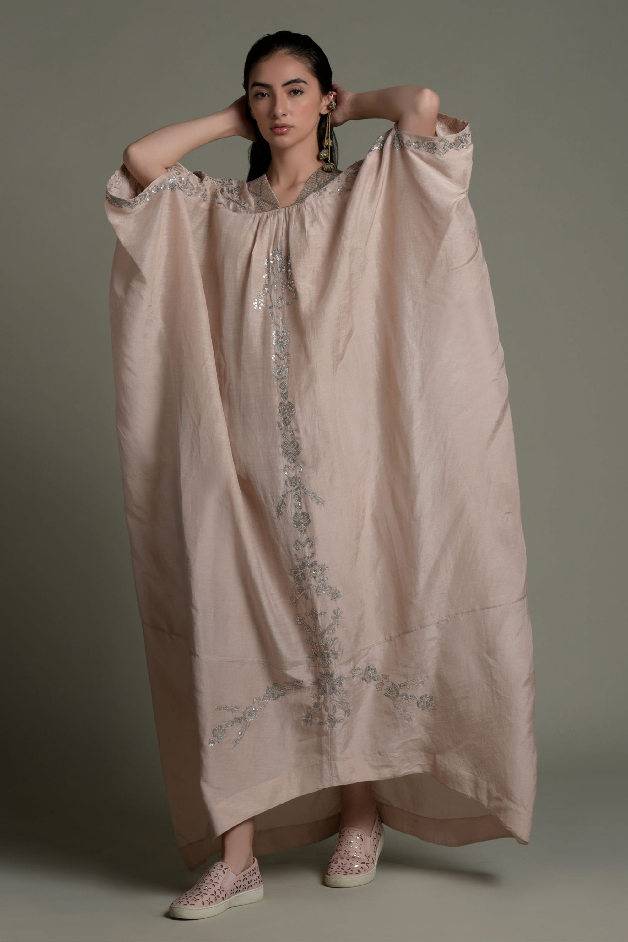 Shama Embellished & Embroidered Jalabiya with Inner Cotton Cami