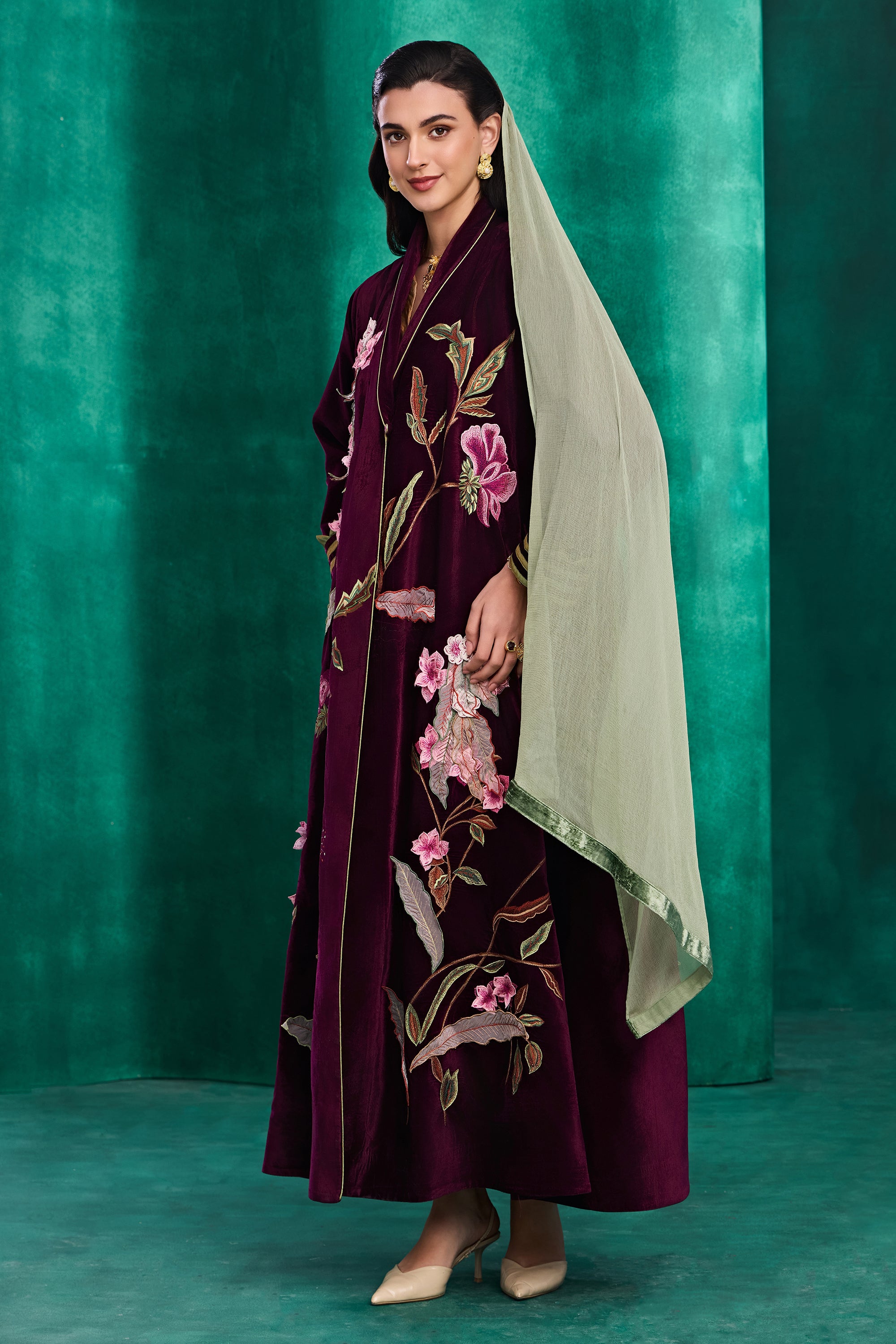 Fayruzah Embroidered 3D Floral Abaya