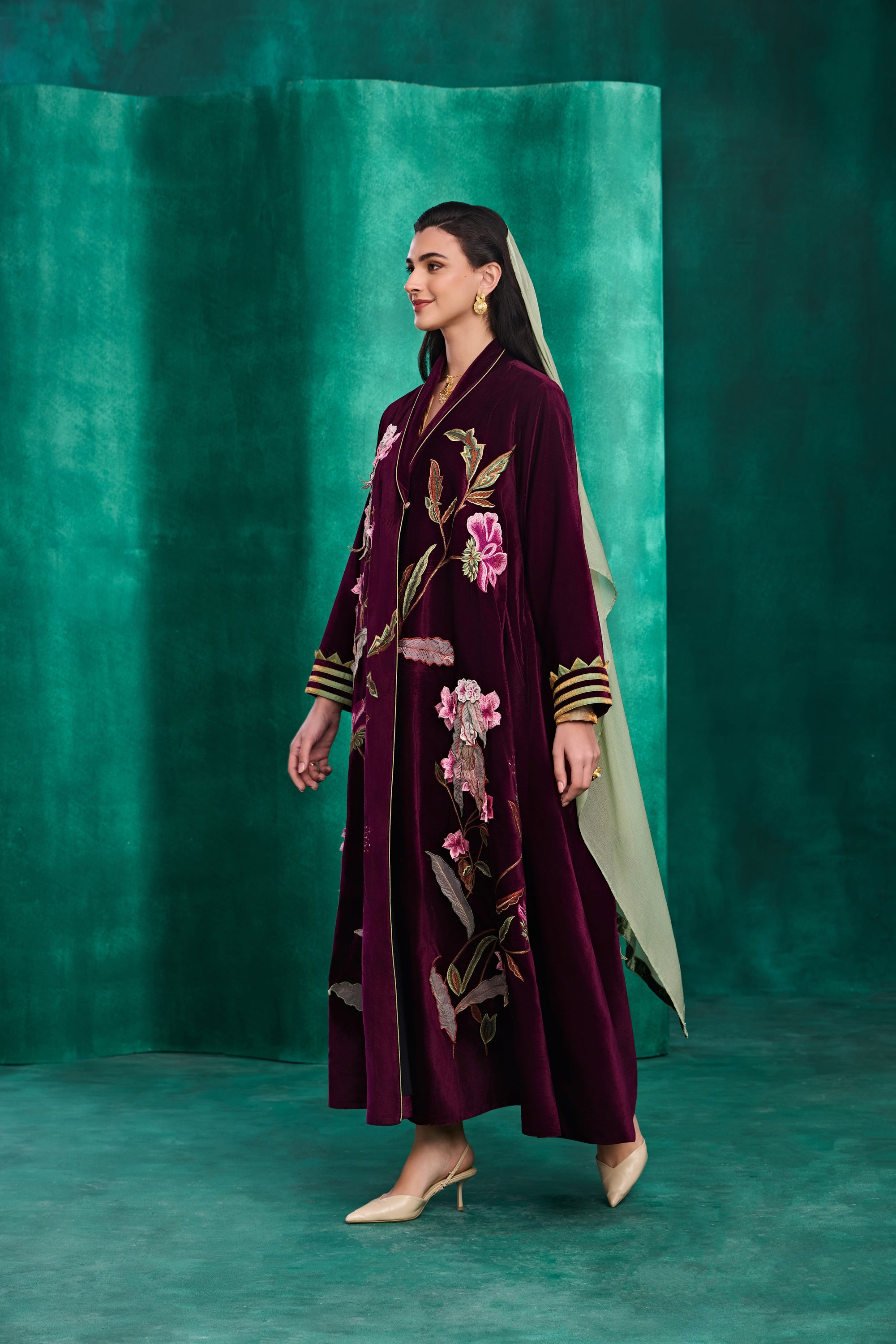 Fayruzah Embroidered 3D Floral Abaya