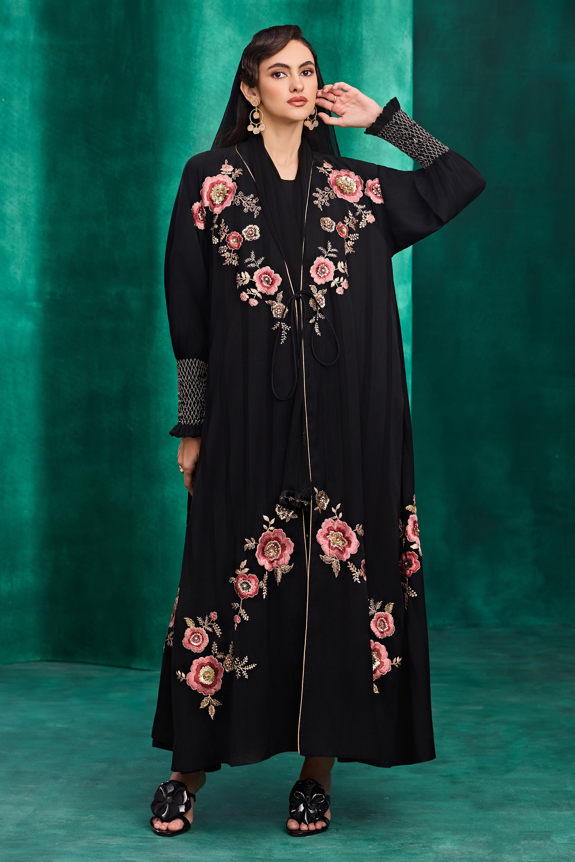 Taneera Embroidered Abaya with Embellishment