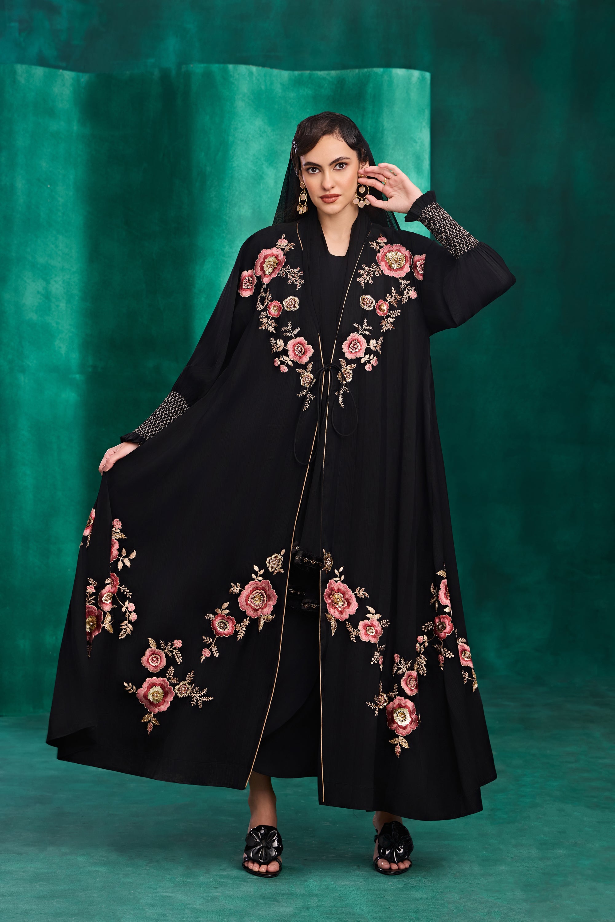 Taneera Embroidered Abaya with Embellishment