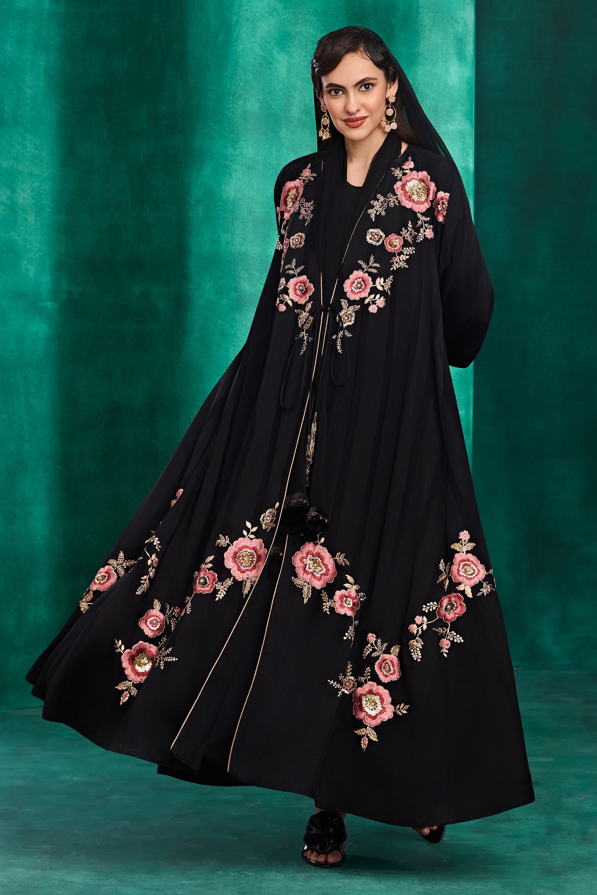Taneera Embroidered Abaya with Embellishment