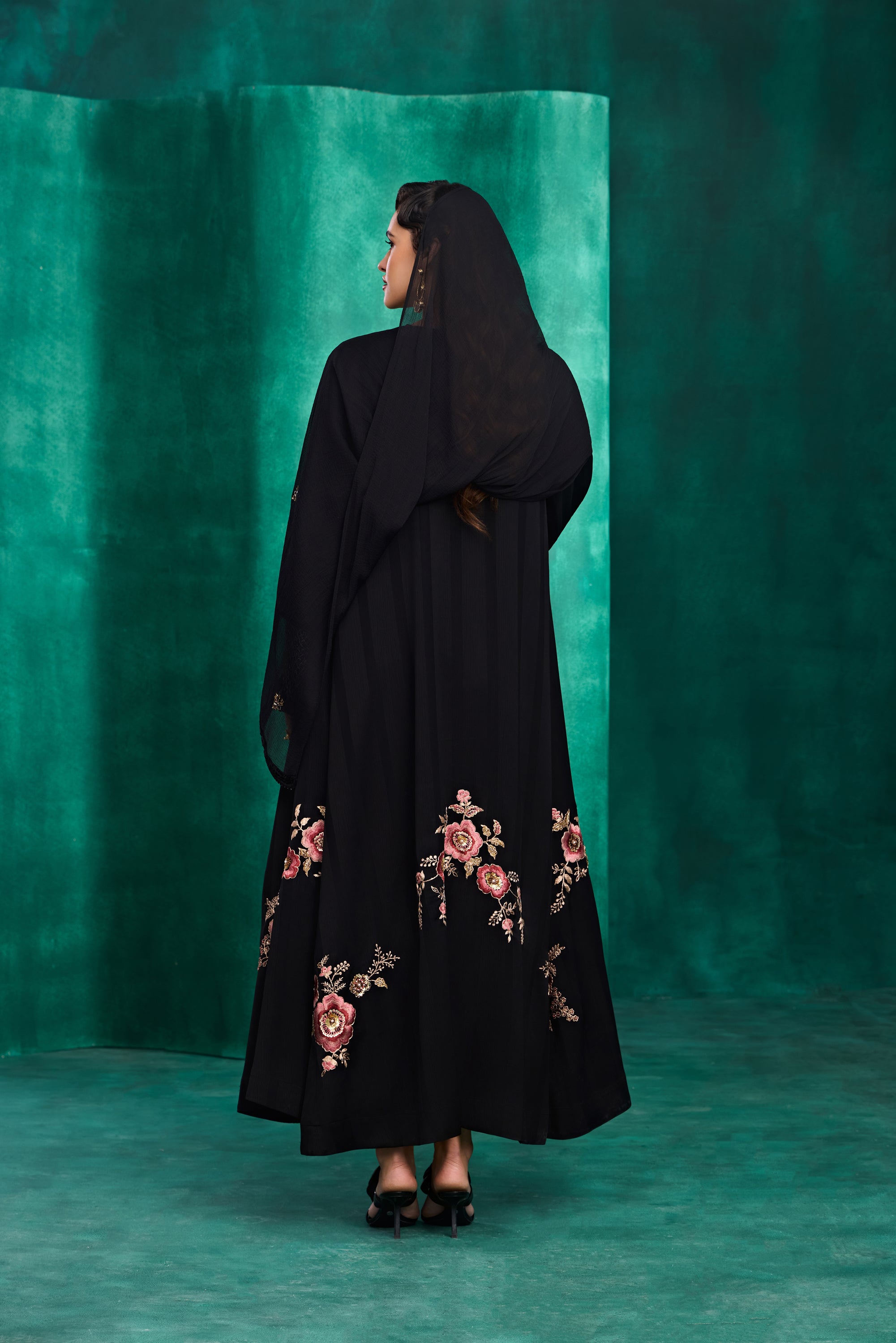 Taneera Embroidered Abaya with Embellishment